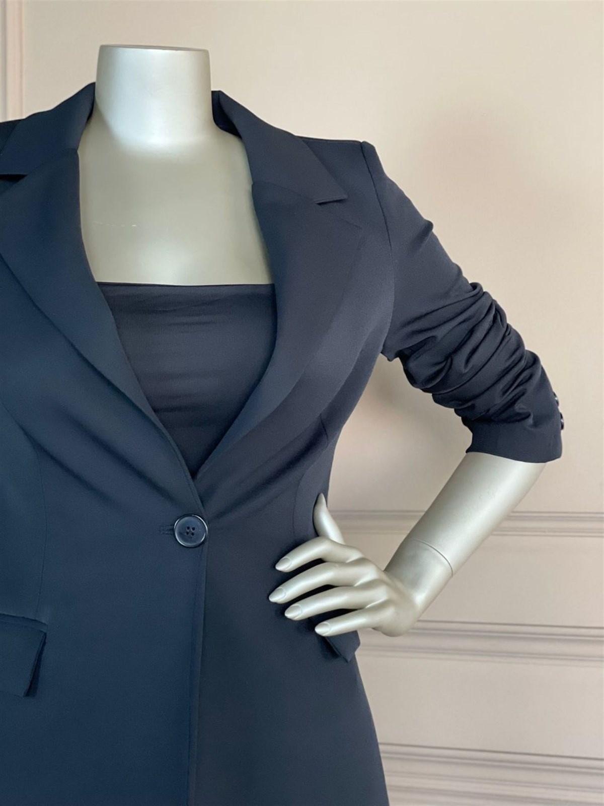 Düğme Detaylı Blazer Ceket (Siyah)