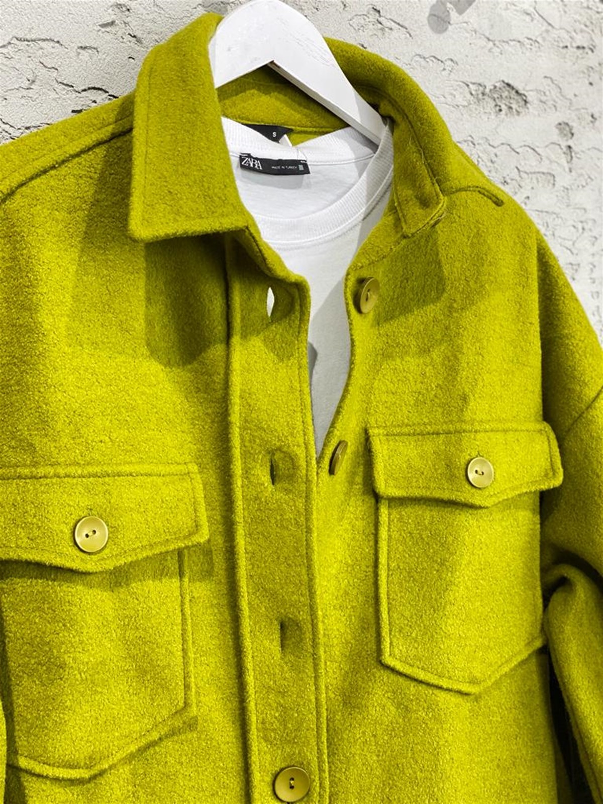 Düğmeli Oversize Kaşe Ceket (Yağ Yeşili)