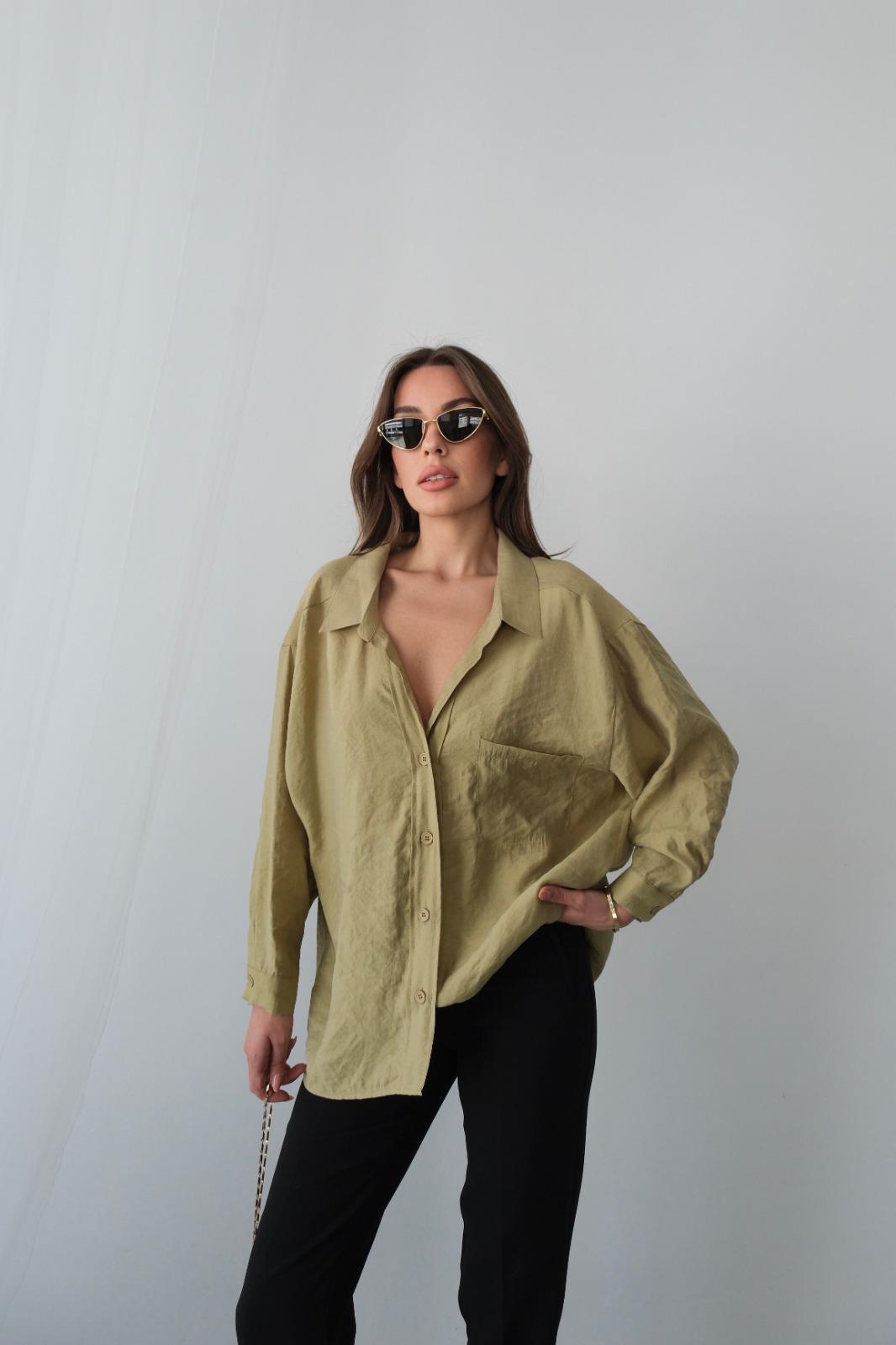 Düşük Omuzlu Oversize Gömlek (Haki)