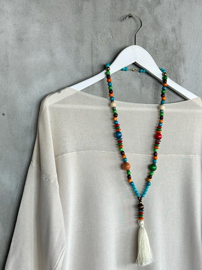 Düz Yaka Triko Kazak (Kemik Rengi)