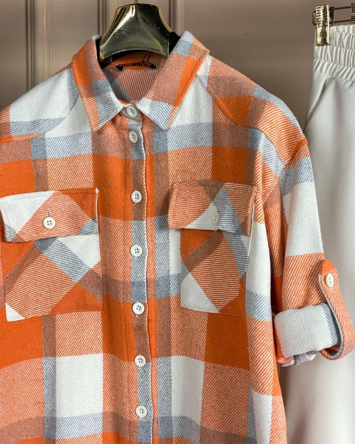 Ekose Oduncu Gömlek (Oranj)