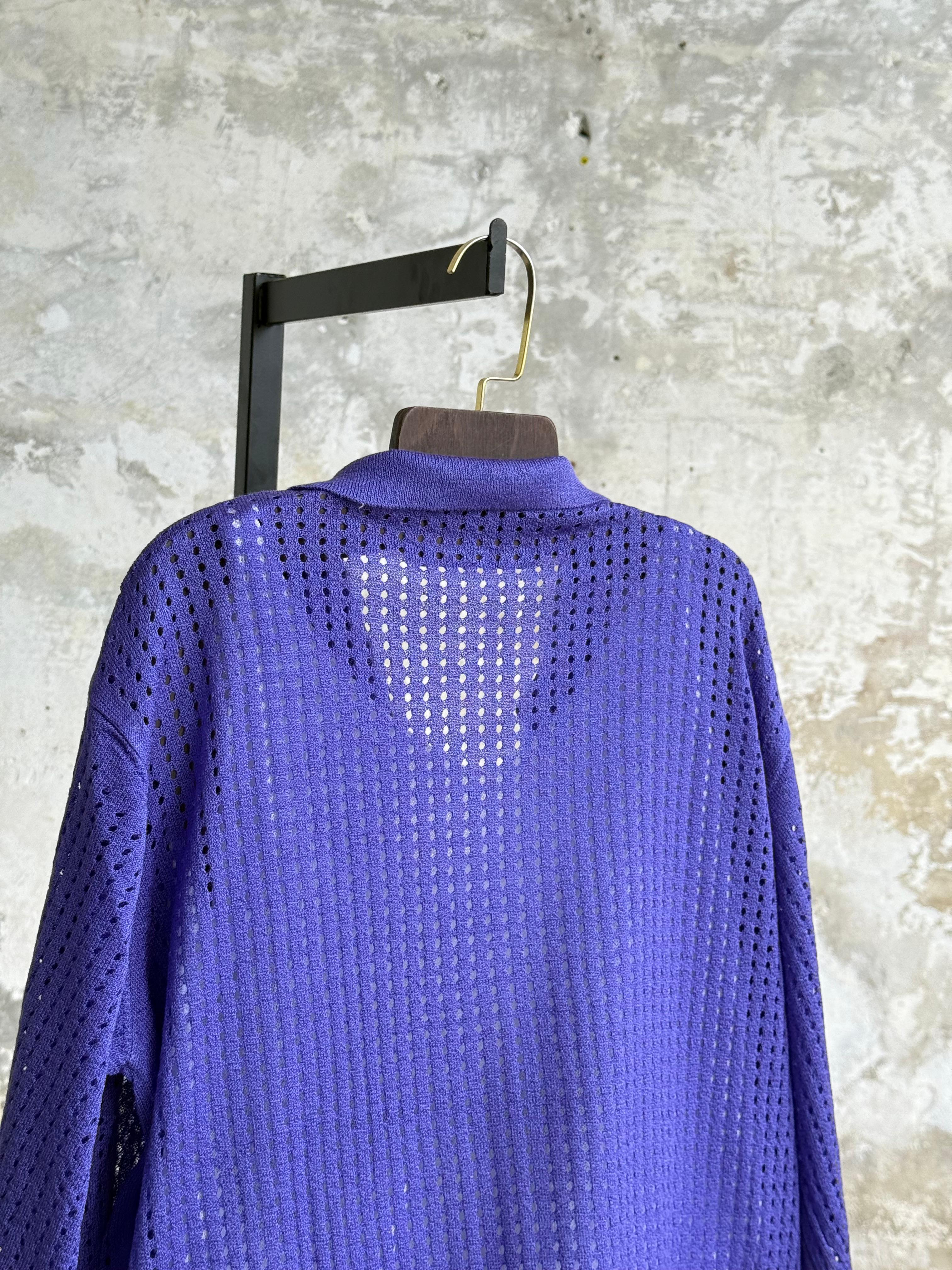 Fileli Oversize Merserize Hırka (Mor)