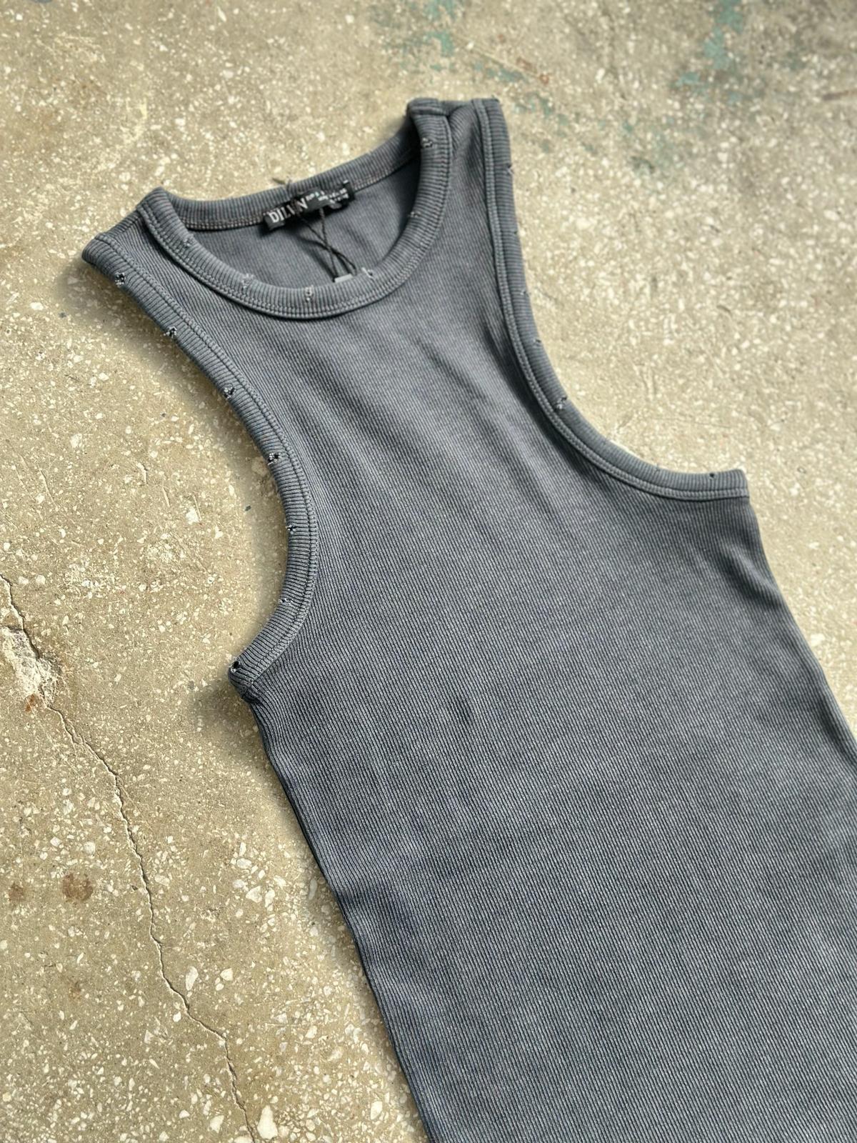 Fitilli Halter Yaka Atlet (Antrasit/Gri)
