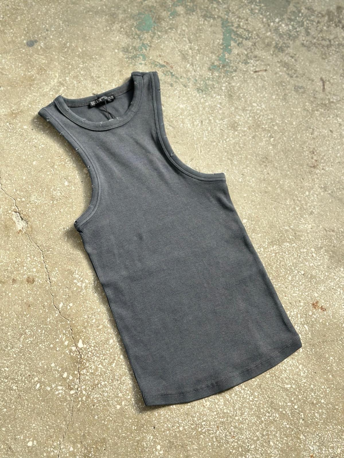 Fitilli Halter Yaka Atlet (Antrasit/Gri)