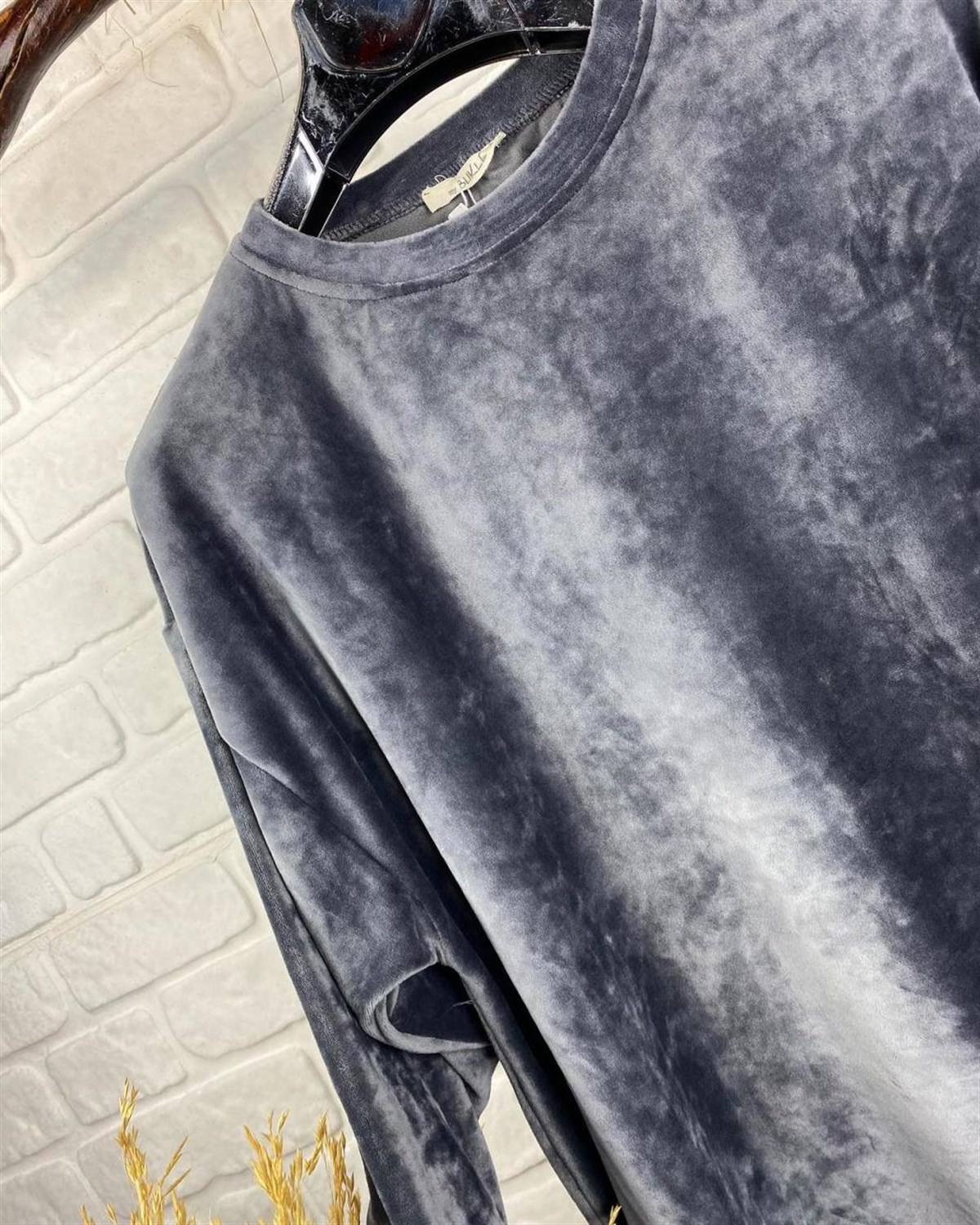 fransız kadife salaş sweatshirt (antrasit)