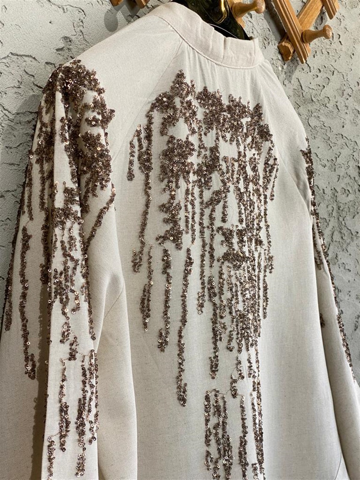 Full Payet İşlemeli Özel Tasarım Kimono (Taş)