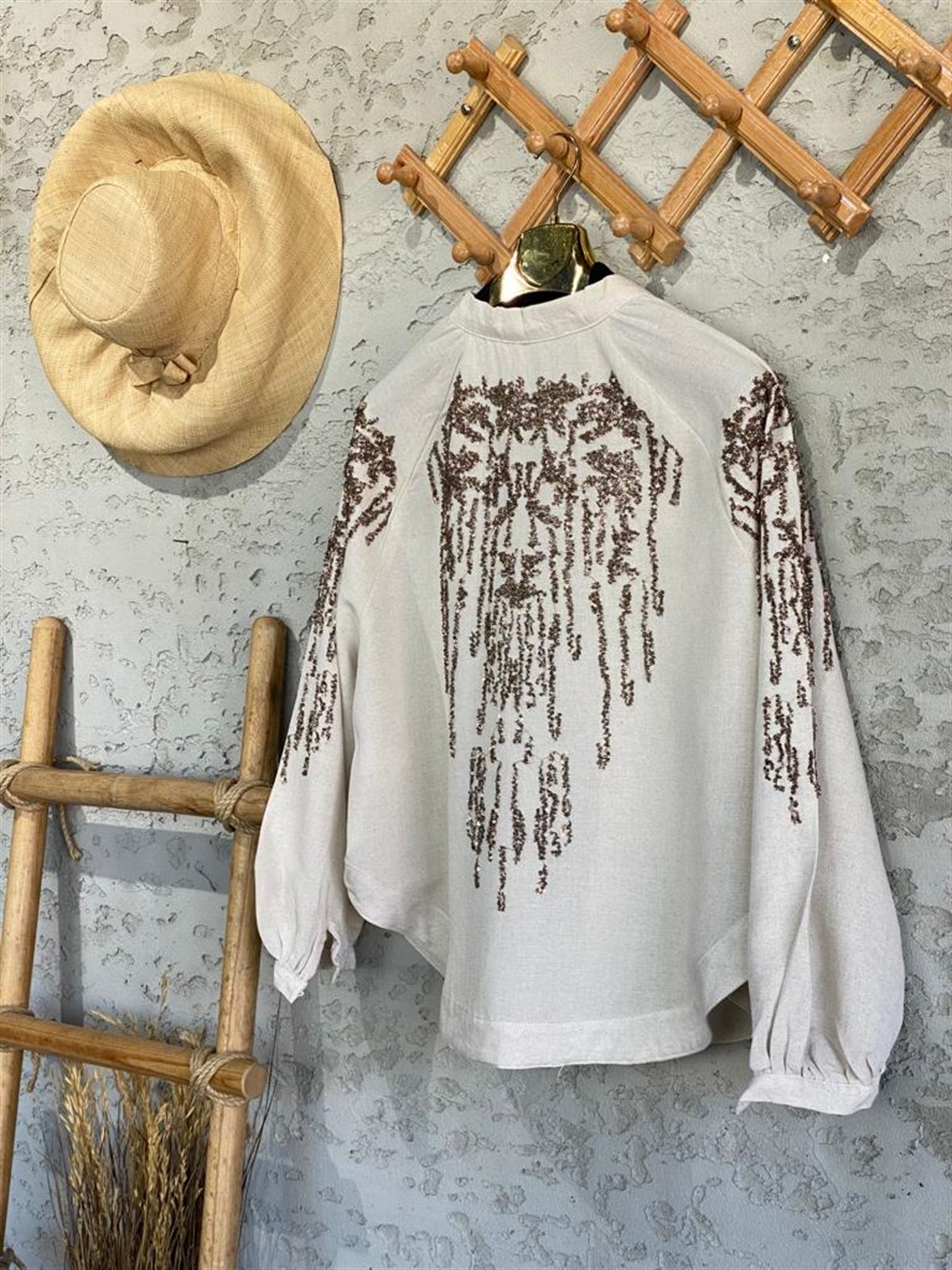 Full Payet İşlemeli Özel Tasarım Kimono (Taş)