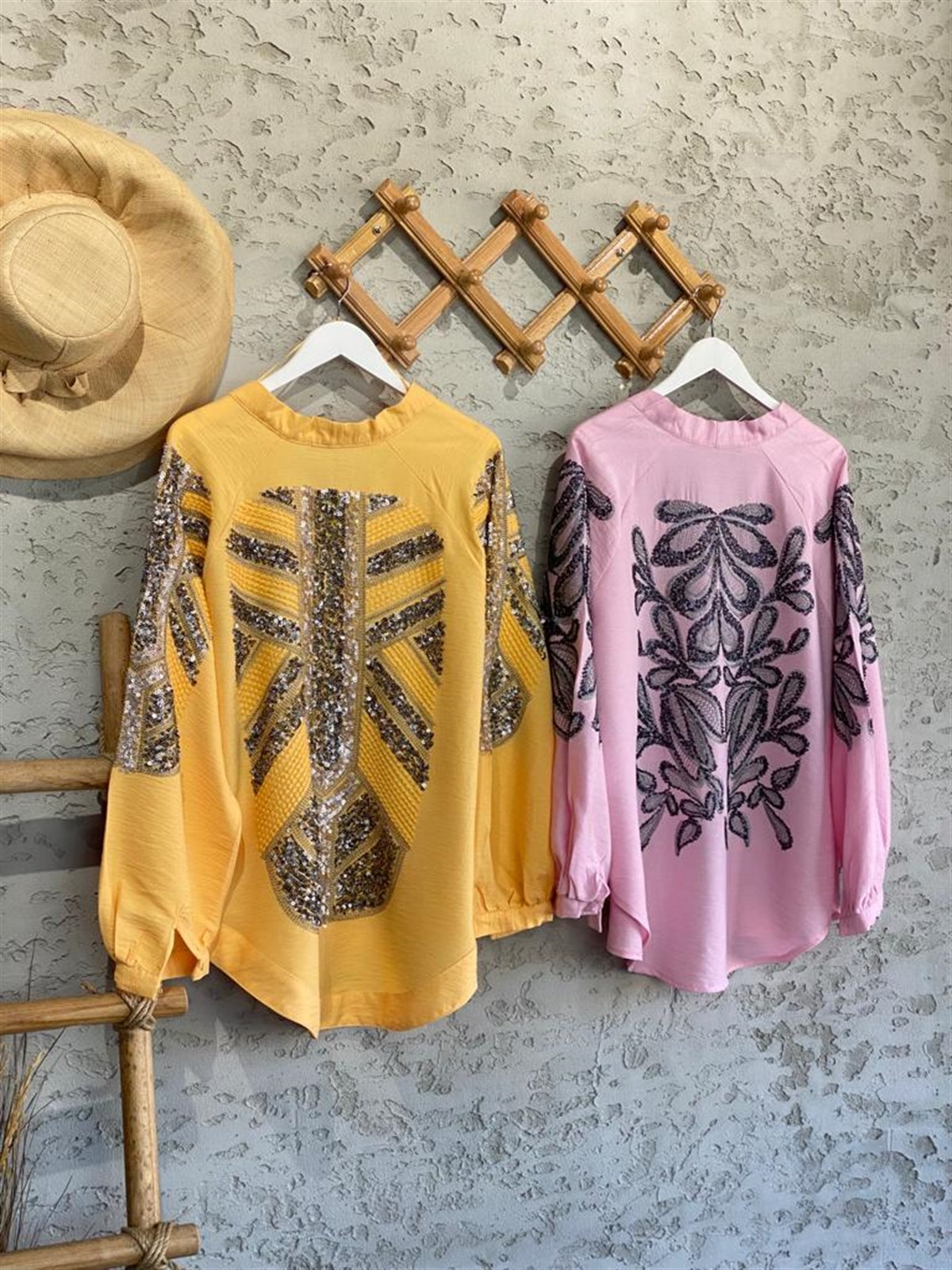 Full Payet İşlemeli Özel Tasarım Kimono (Pembe)