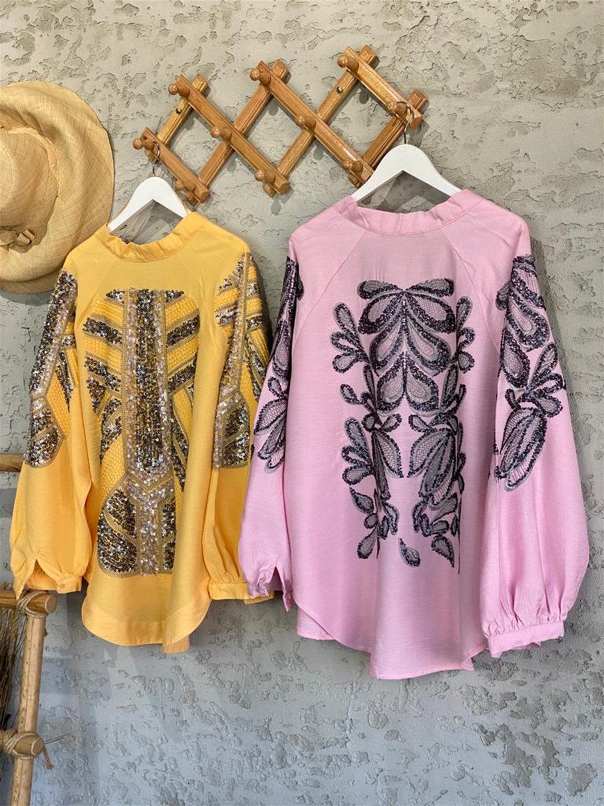 Full Payet İşlemeli Özel Tasarım Kimono (Taş)