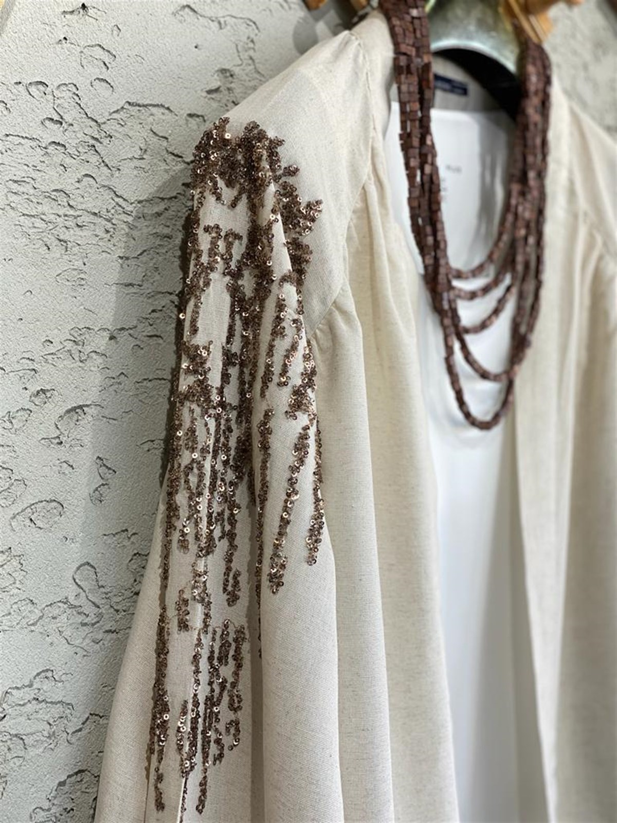 Full Payet İşlemeli Özel Tasarım Kimono (Taş)