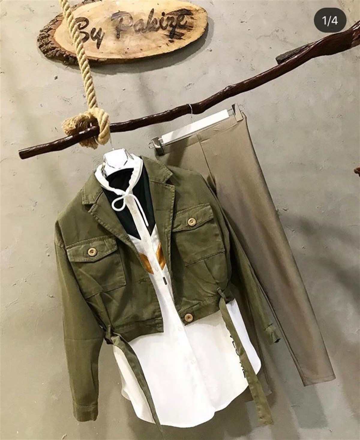 Gabardin Kumaş Kemerli Ceket (CAMEL&HAKİ)