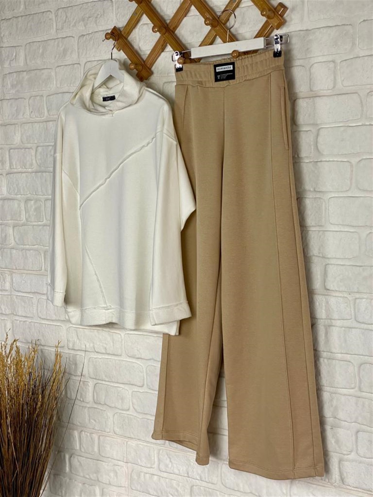 Geniş Paça Arma Detaylı Pantolon (Camel)