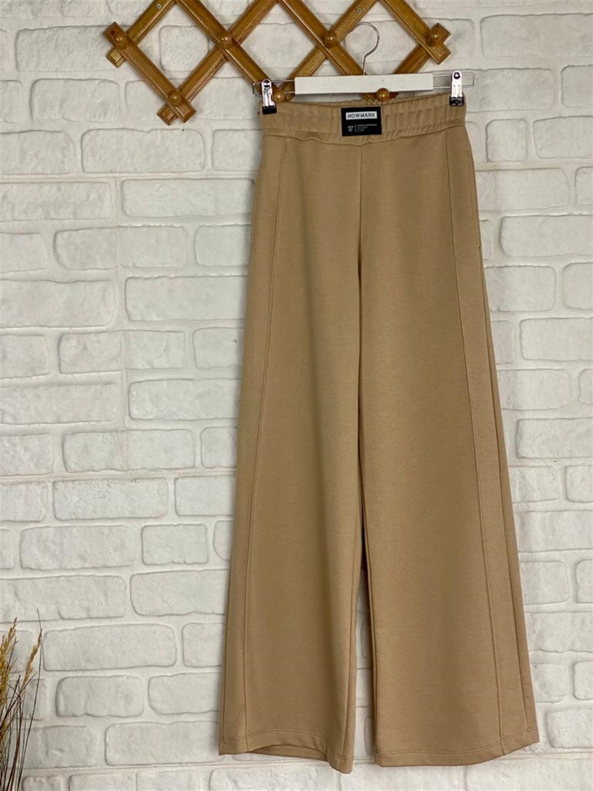 Geniş Paça Arma Detaylı Pantolon (Camel)
