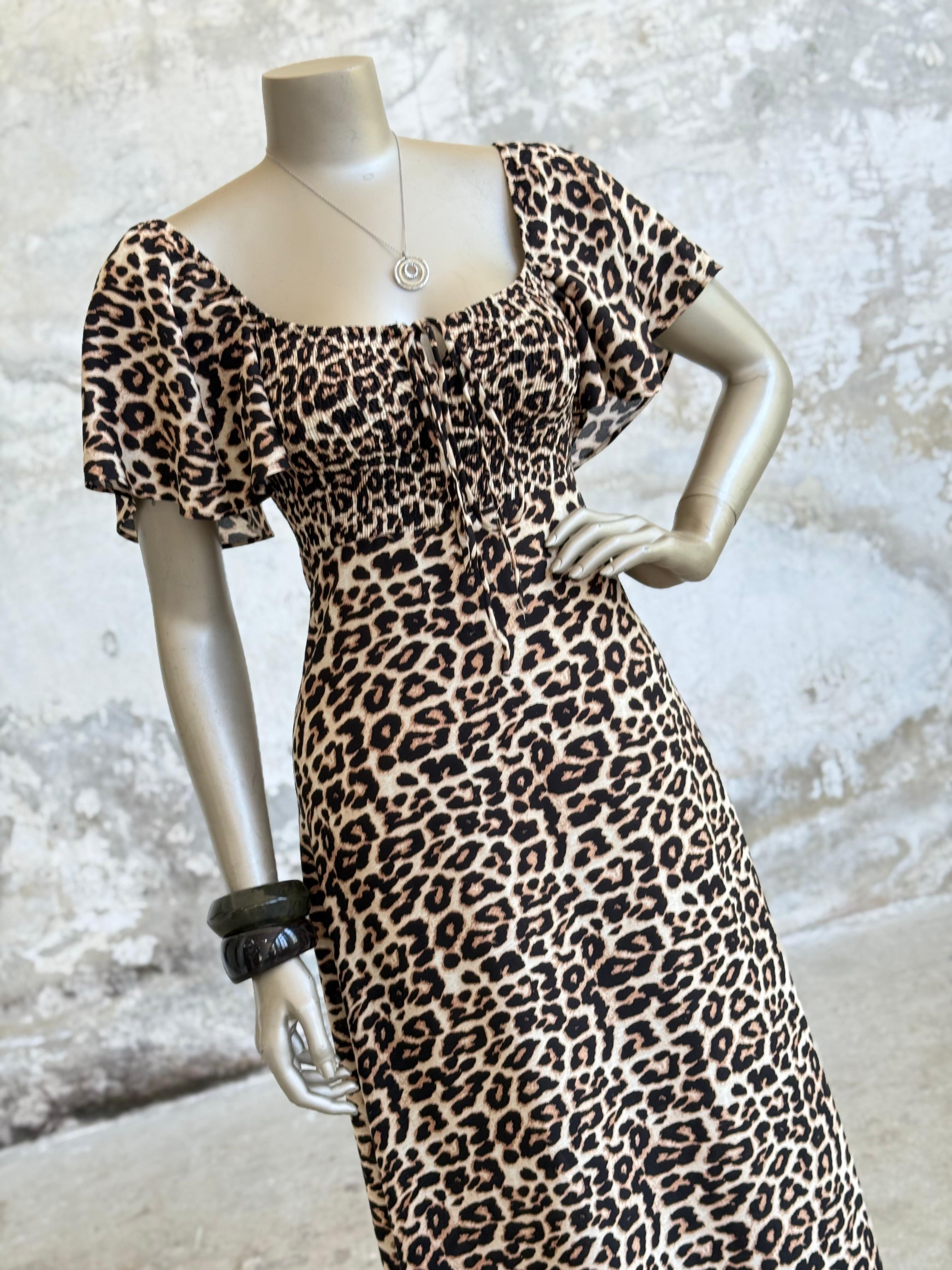 Gipeli Leopar Desen Kadın Elbise (Siyah)