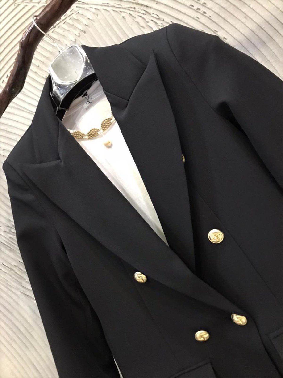 Gold Düğmeli Blazer Ceket (SİYAH)