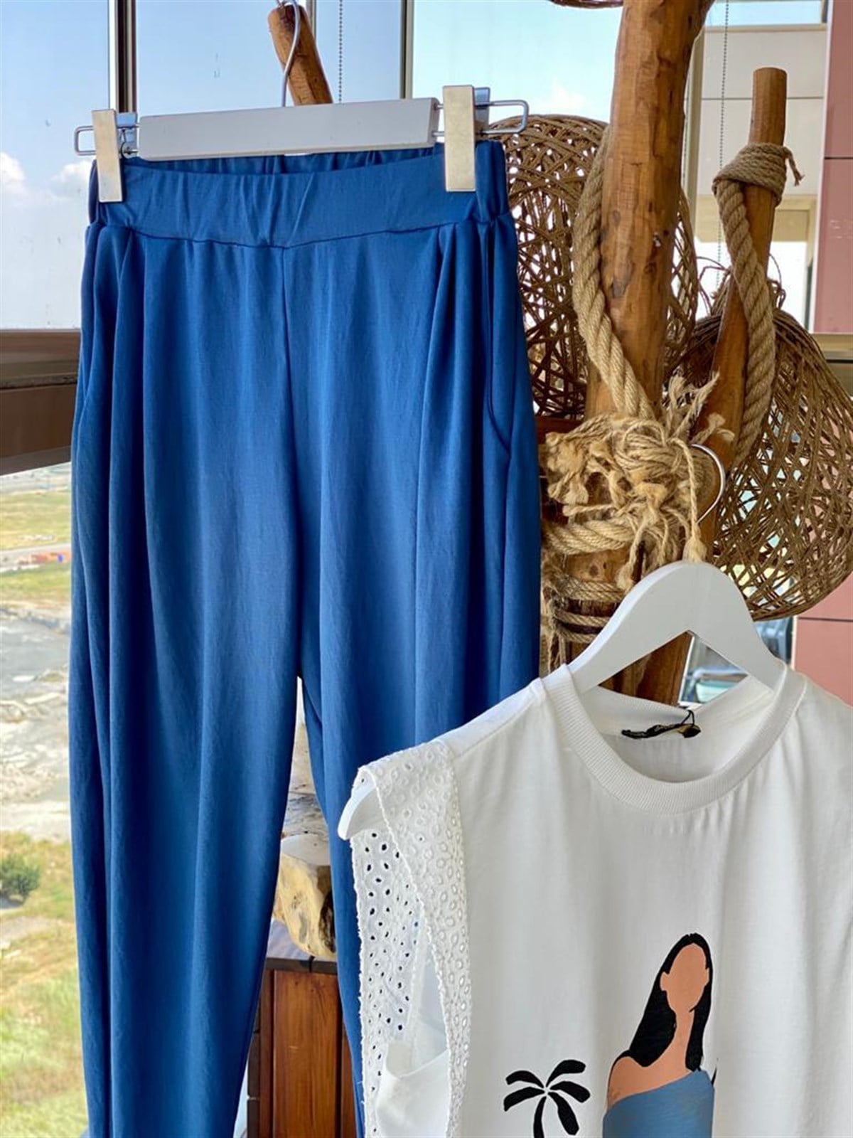 Havuç Kesim Pantolon (Saks Mavi)