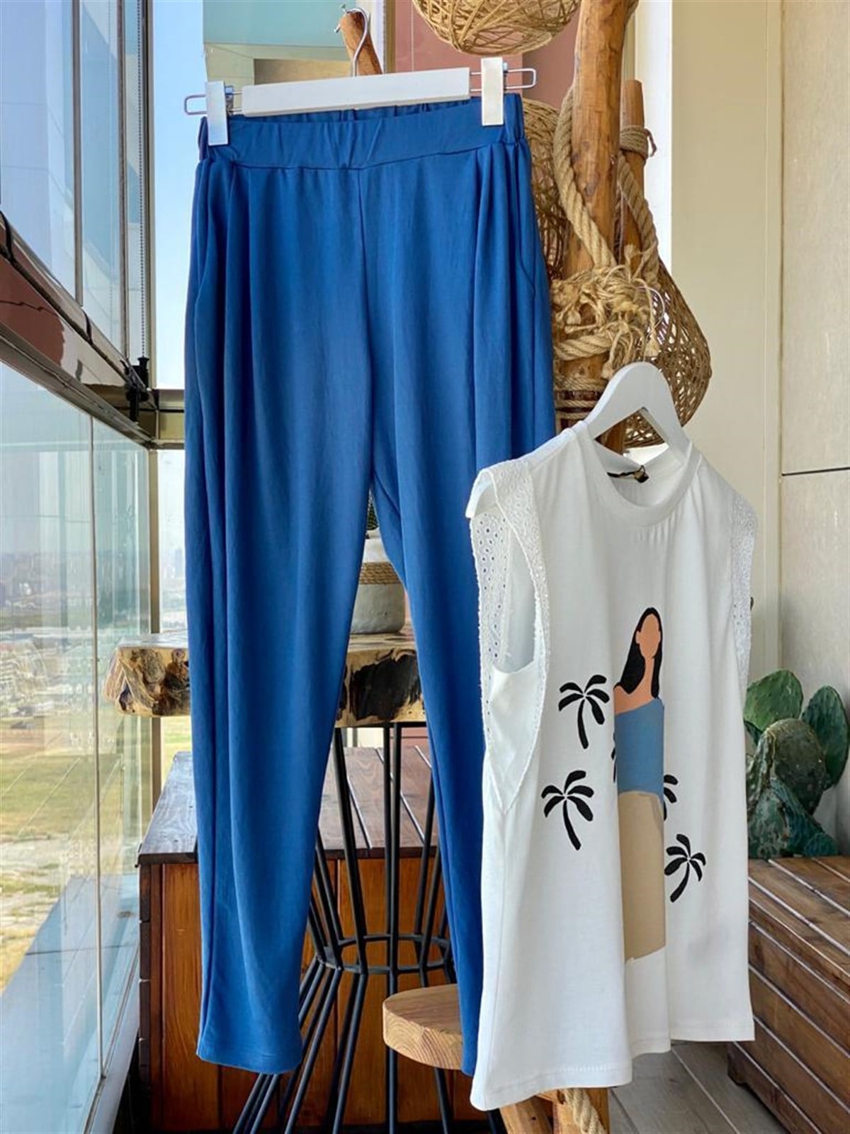 Havuç Kesim Pantolon (Saks Mavi)