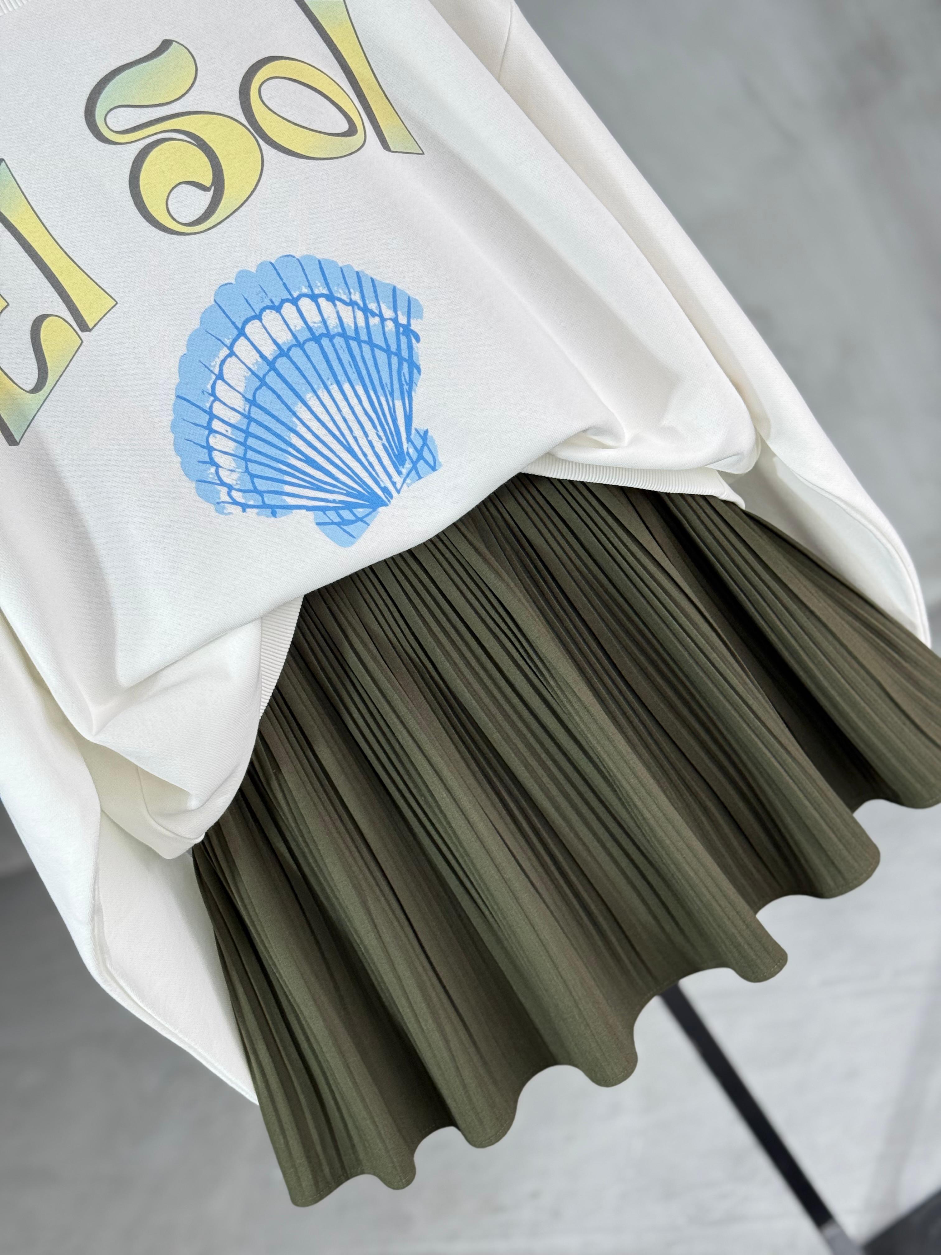 İçi Şortlu Beli Lastikli Pileli Mini Etek (Haki)