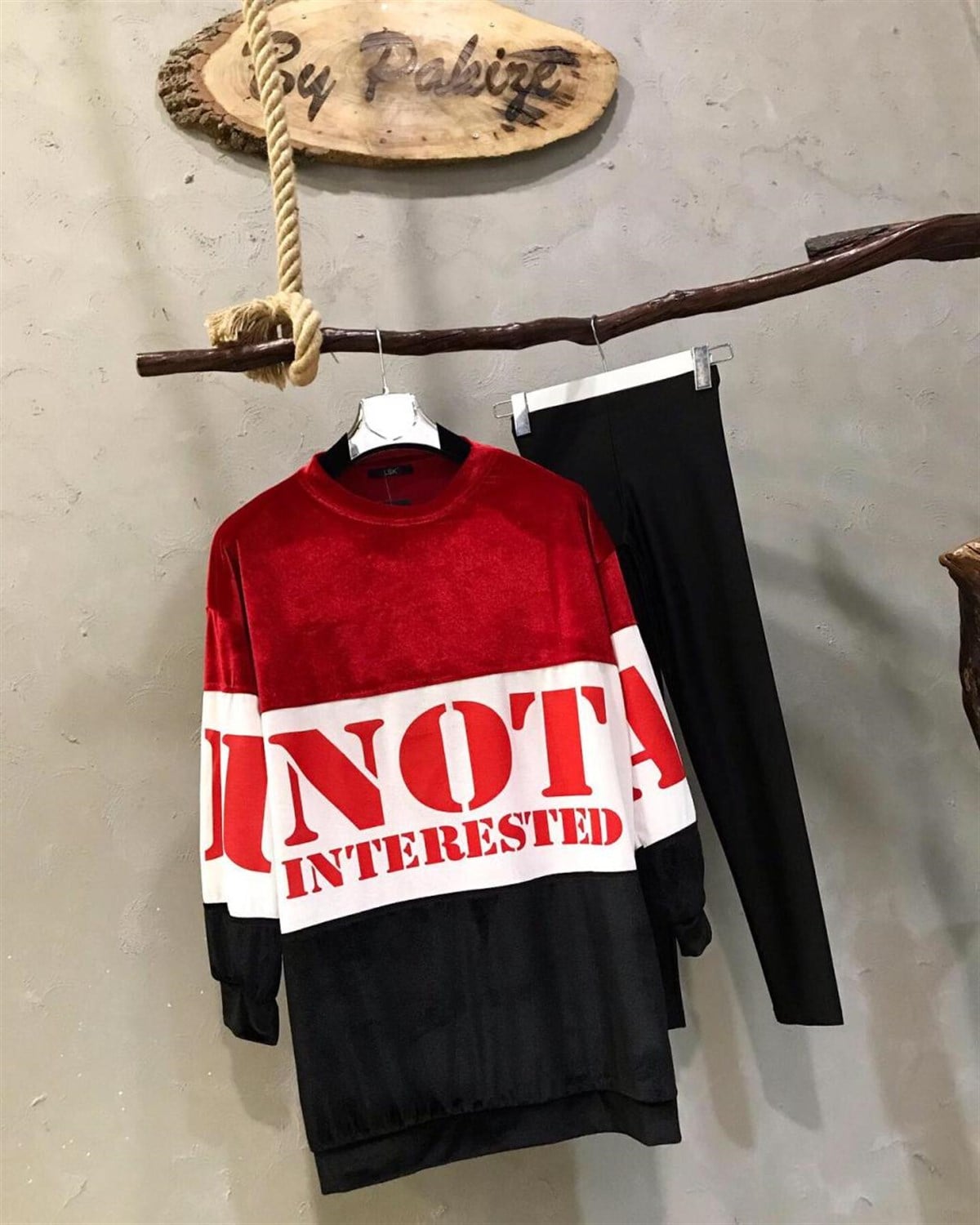İki Renkli Kadife Sweat ( KIRMIZI)