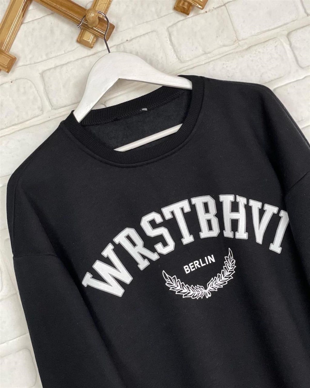 İkiiplik Kumaş İçi Şardonlu Sweatshirt (SİYAH)