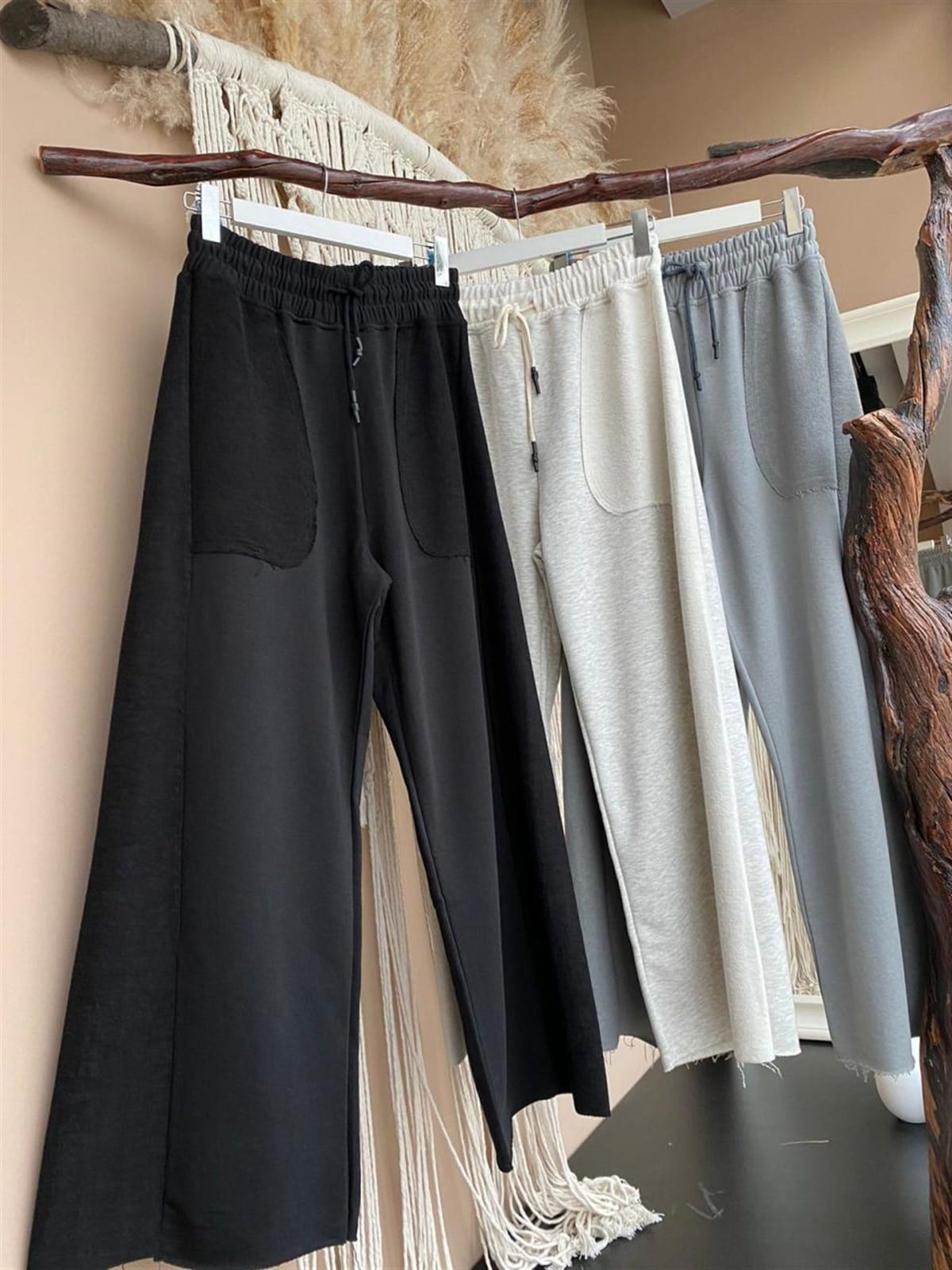 İkiiplik Sweat Kumaş Salaş Pantolon (SİYAH& GRİ & FÜME)