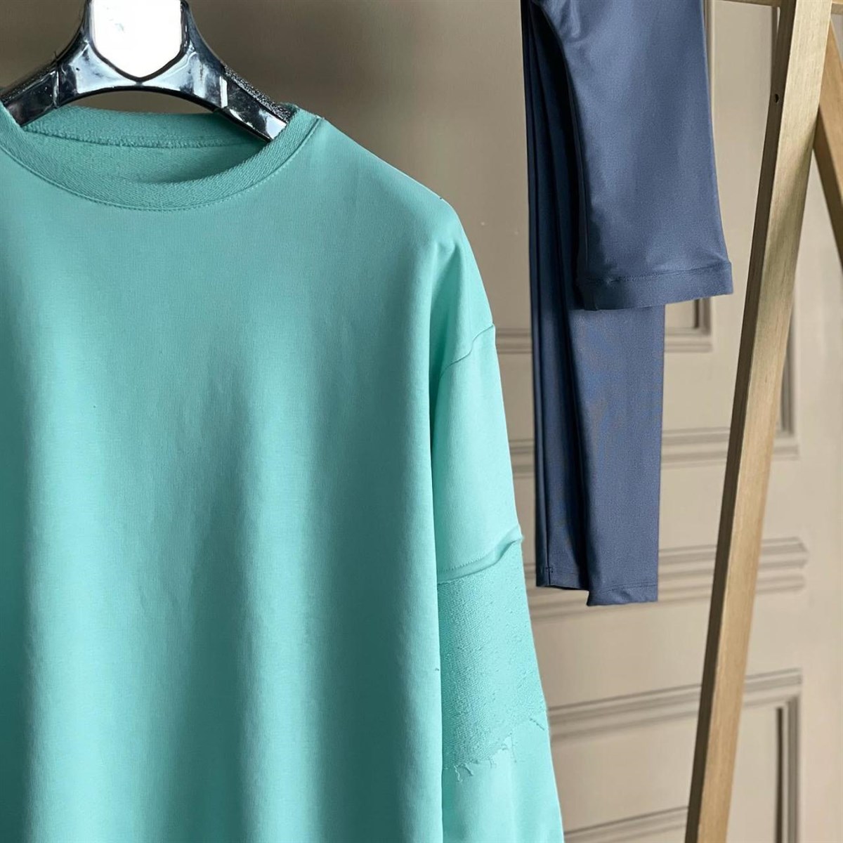 İkiiplik Sweat Kumaş Tunik Sweatshirt (MİNT)