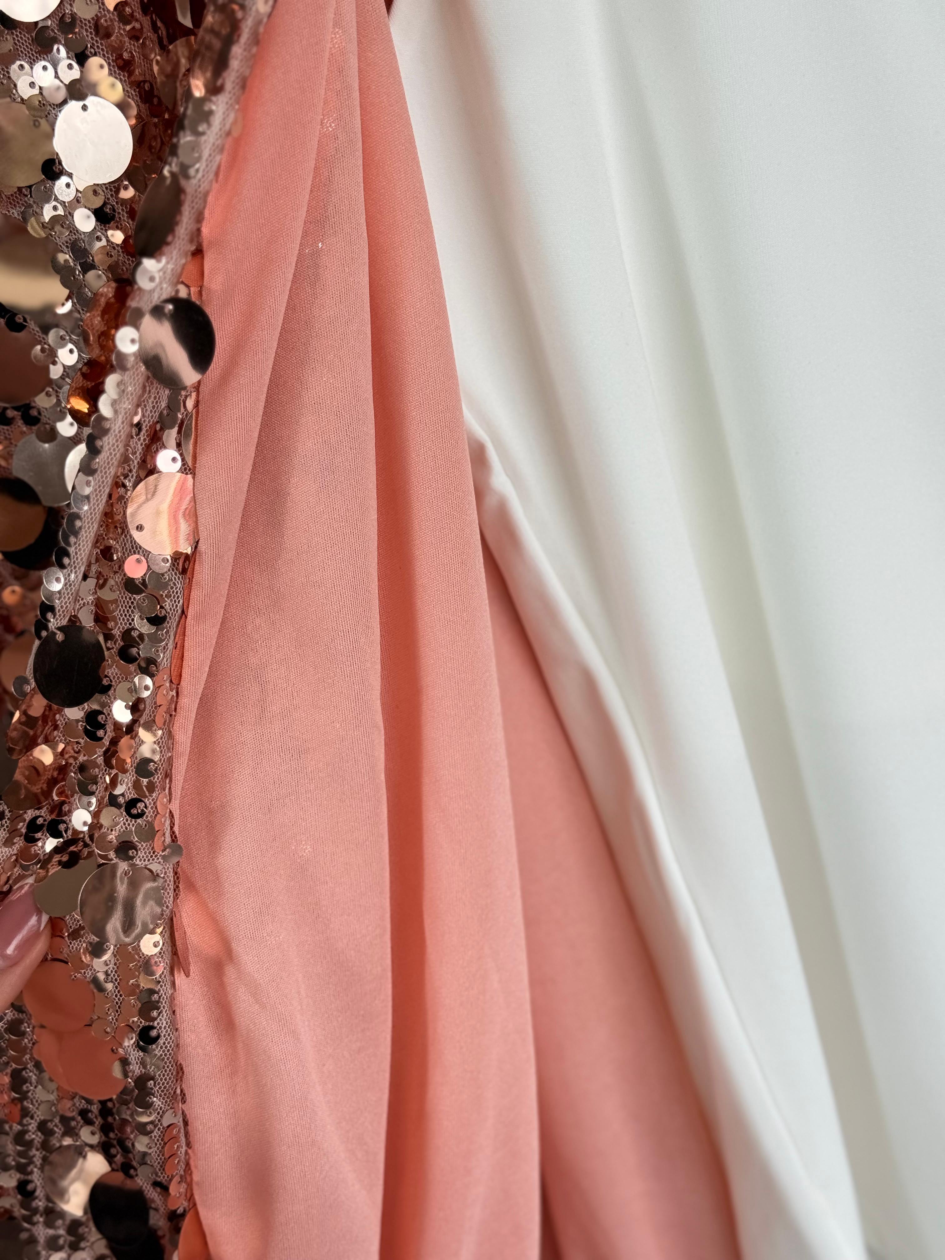 İri Pul Payetli Bomber Ceket (Pudra)