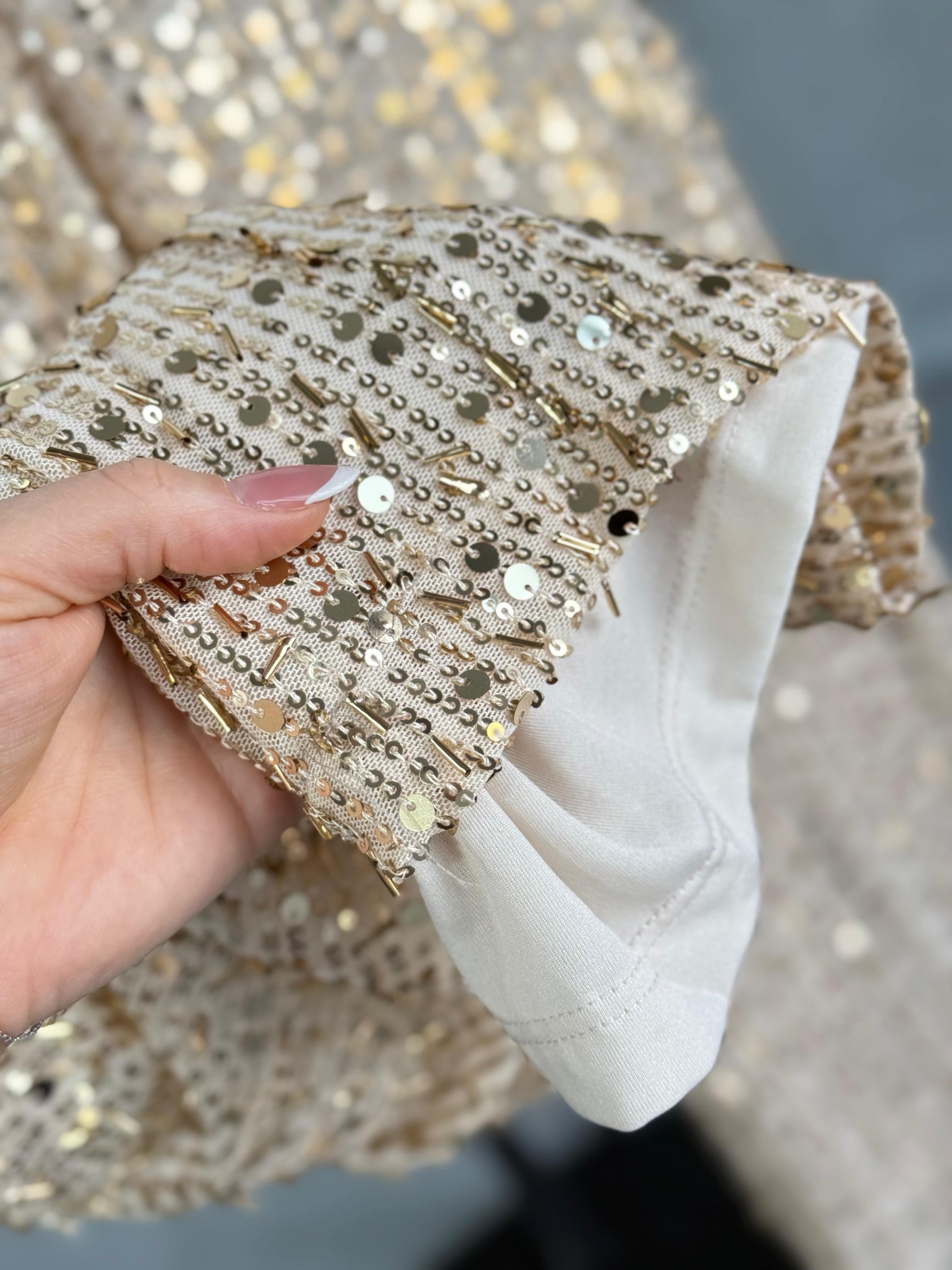 İri Pul Payetli Pantolon (Gold)