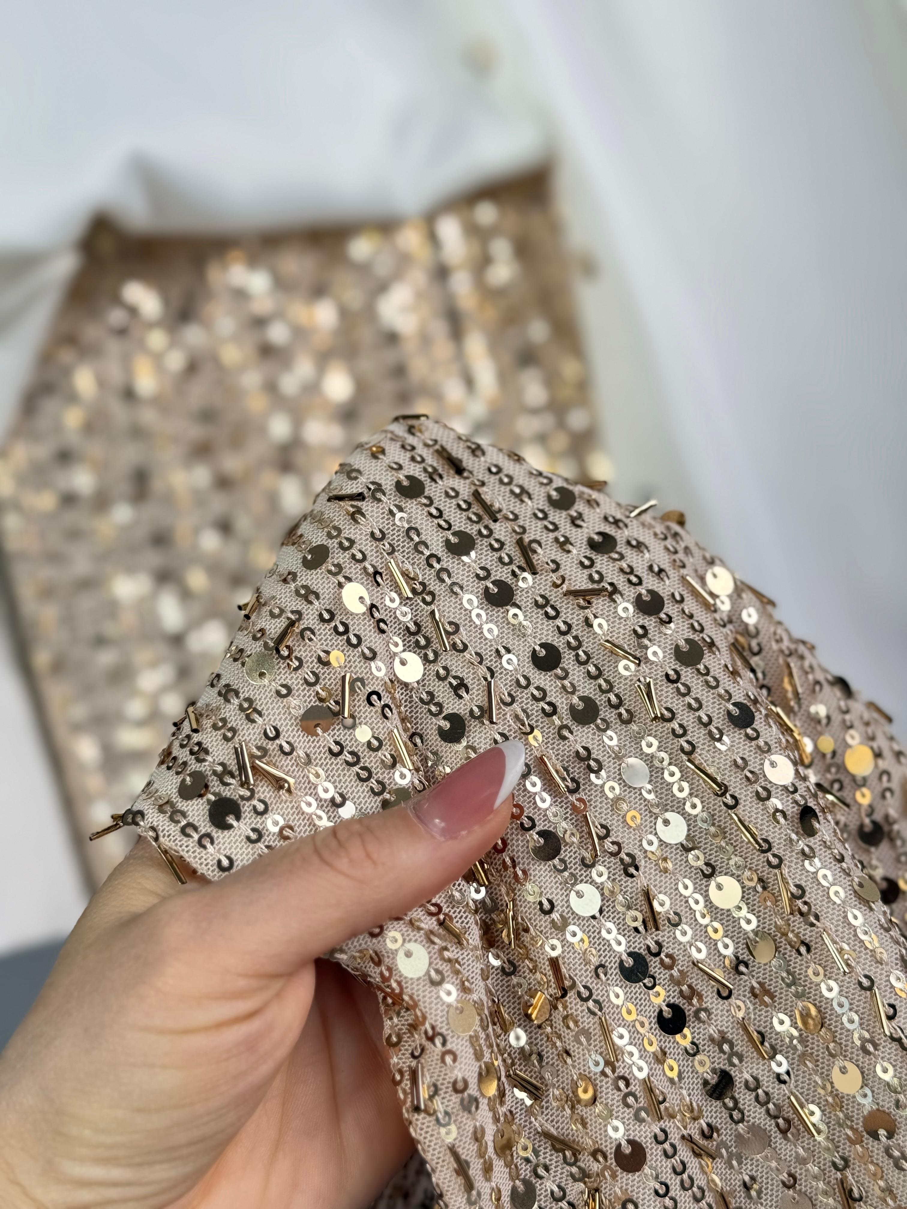 İri Pul Payetli Pantolon (Gold)