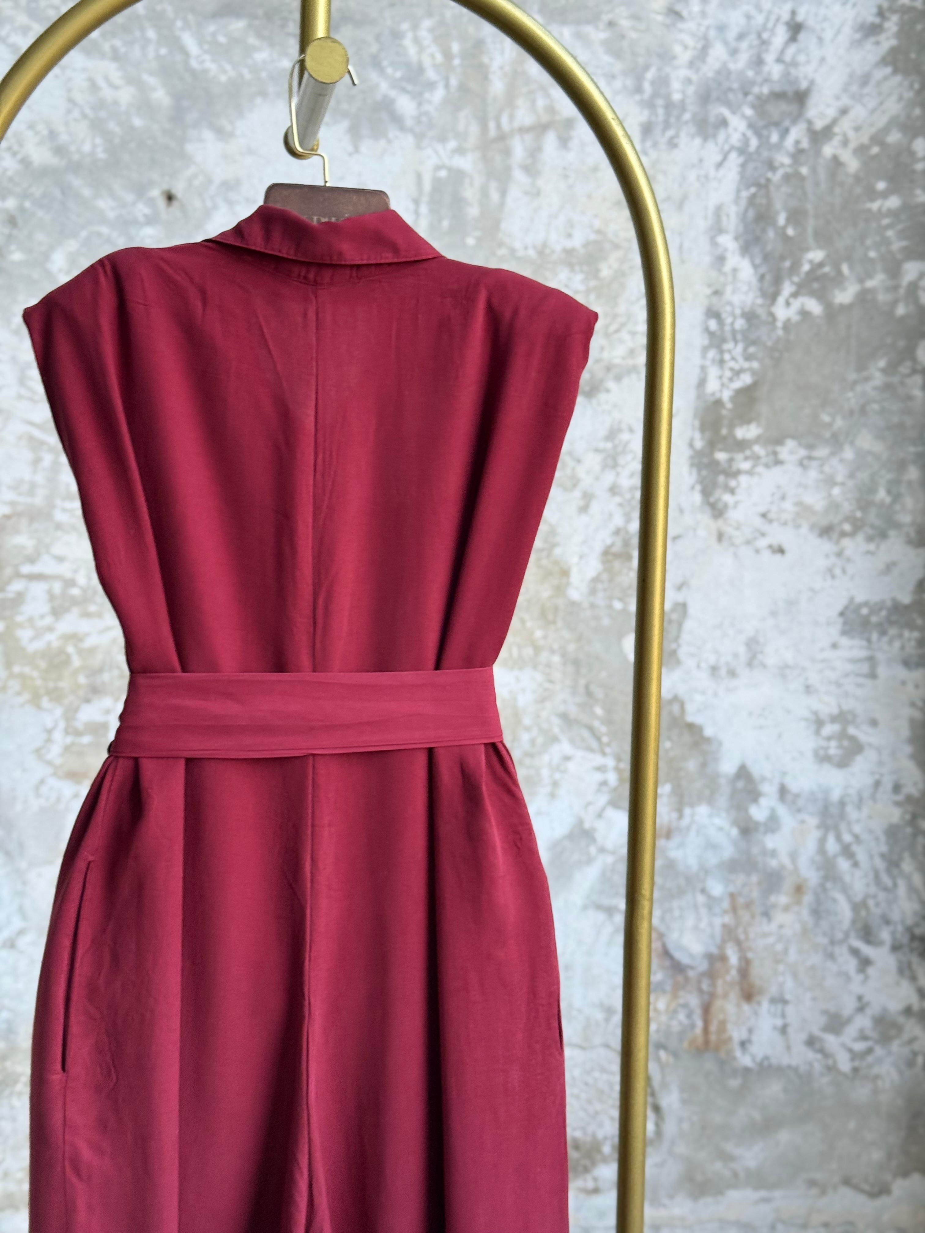 İthal Modal Kumaş Vatkalı Tulum (Bordo)