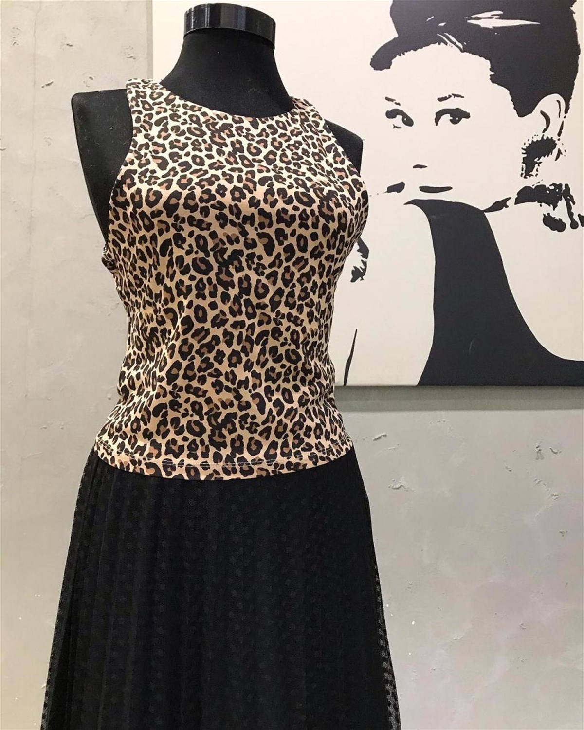 Japone Kol Leopar Desenli Bluz