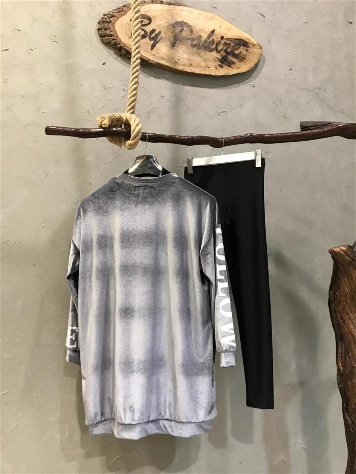 Kadife Kumaş Mickey Sweat (GRİ)