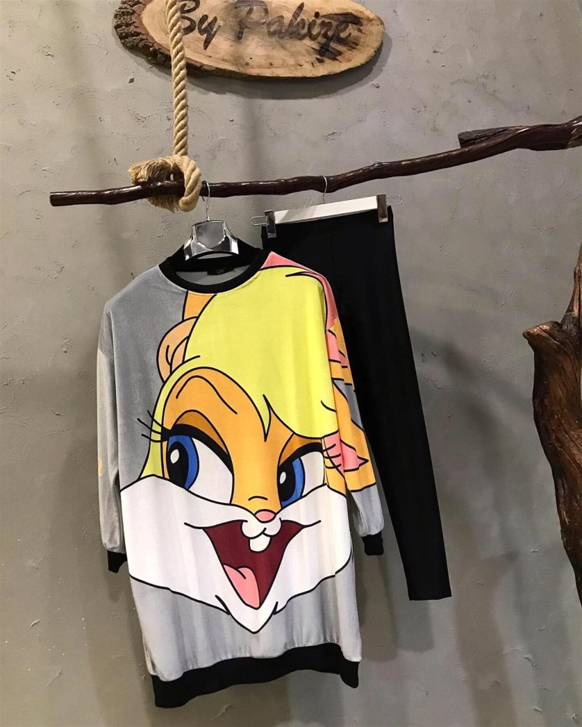 Kadife LOLA BUNNY Sweat (GRİ)