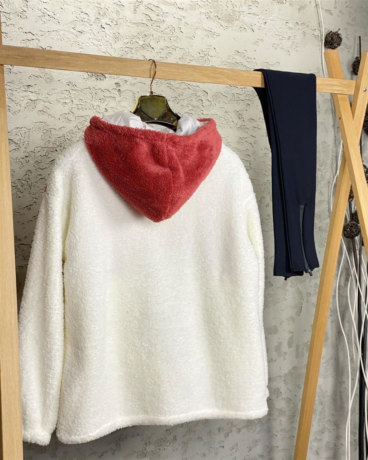 Kanguru Cepli Peluş Sweat (Kiremit)