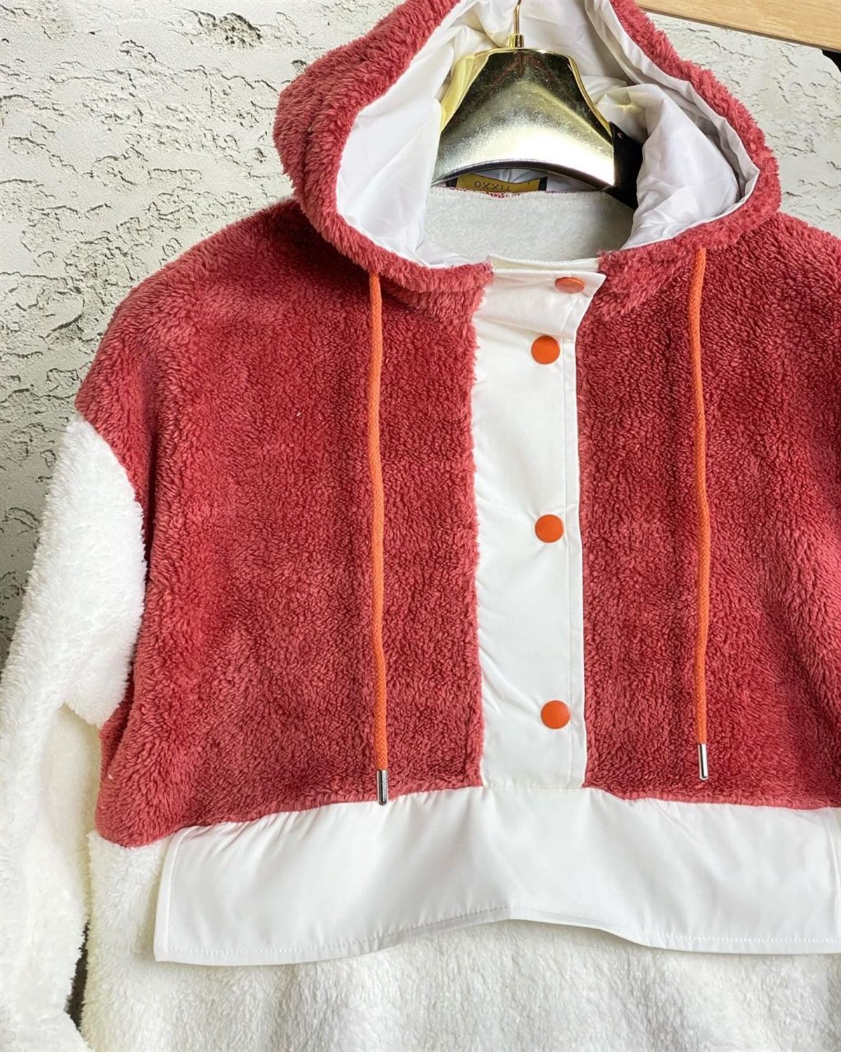 Kanguru Cepli Peluş Sweat (Kiremit)
