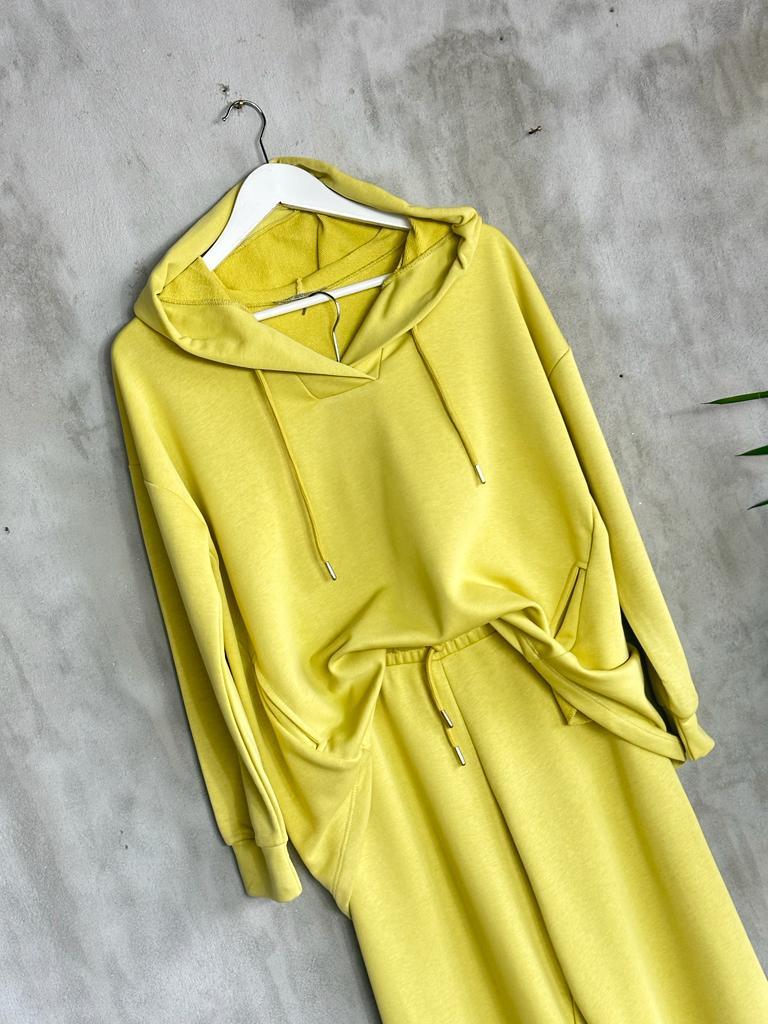 Kapşonlu Oval Kesim Kadın Sweat (Yağ Yeşili)
