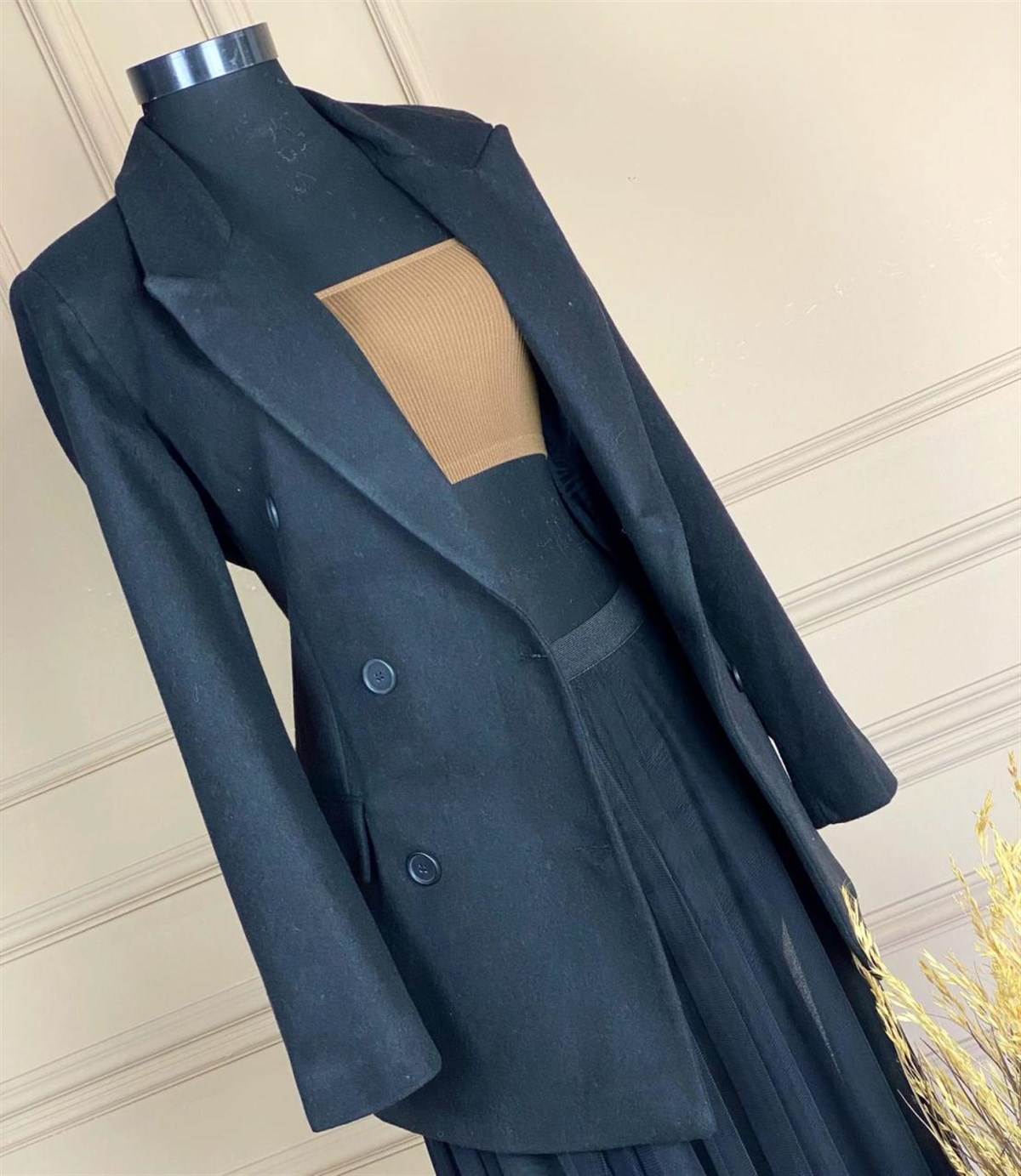 Kaşe Kumaş Blazer Ceket (SİYAH)