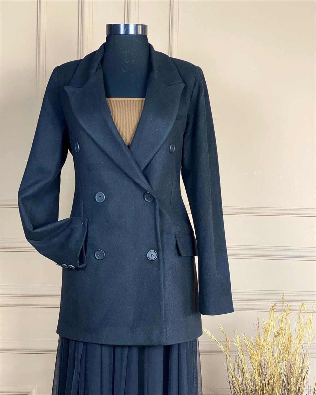 Kaşe Kumaş Blazer Ceket (SİYAH)