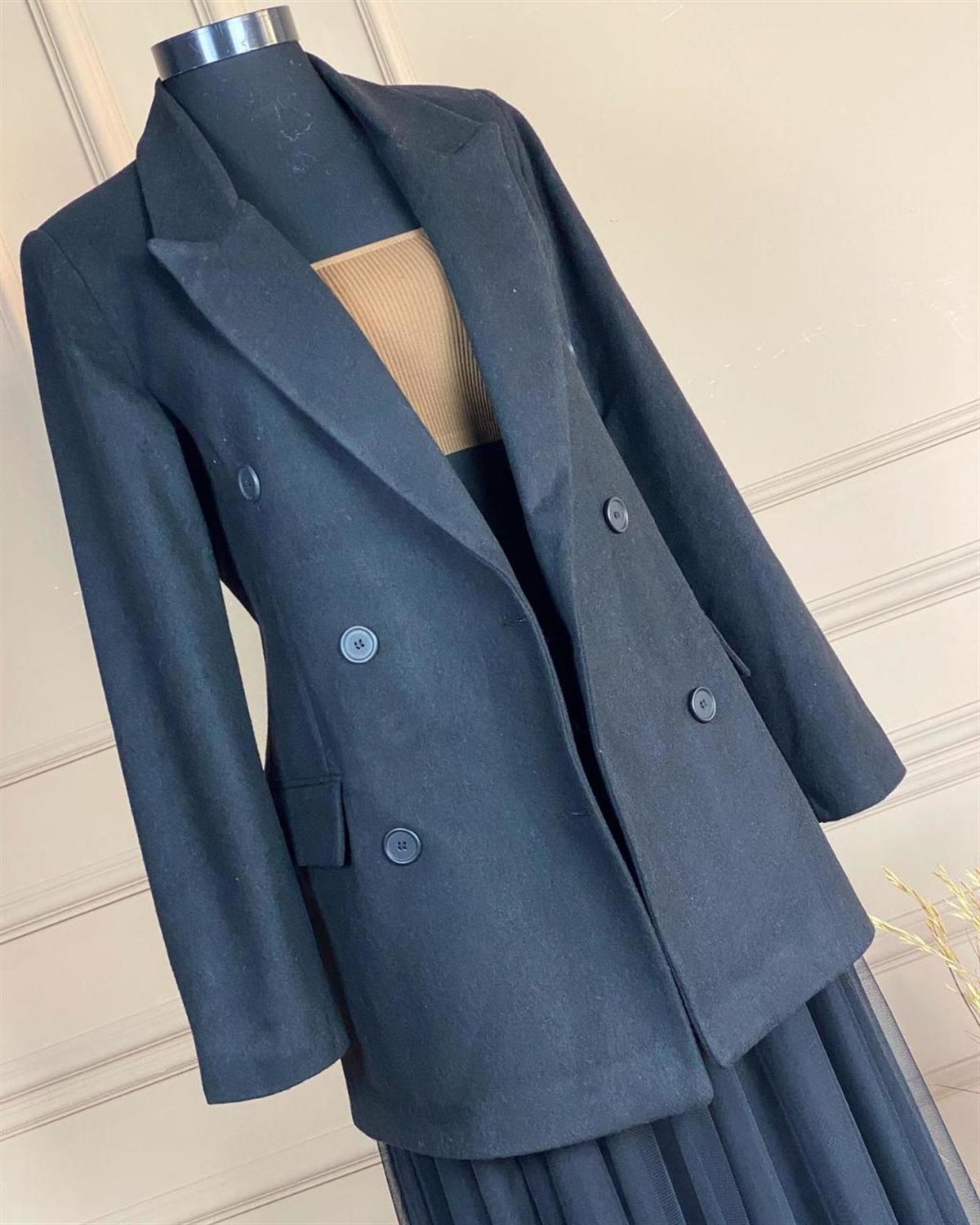 Kaşe Kumaş Blazer Ceket (SİYAH)