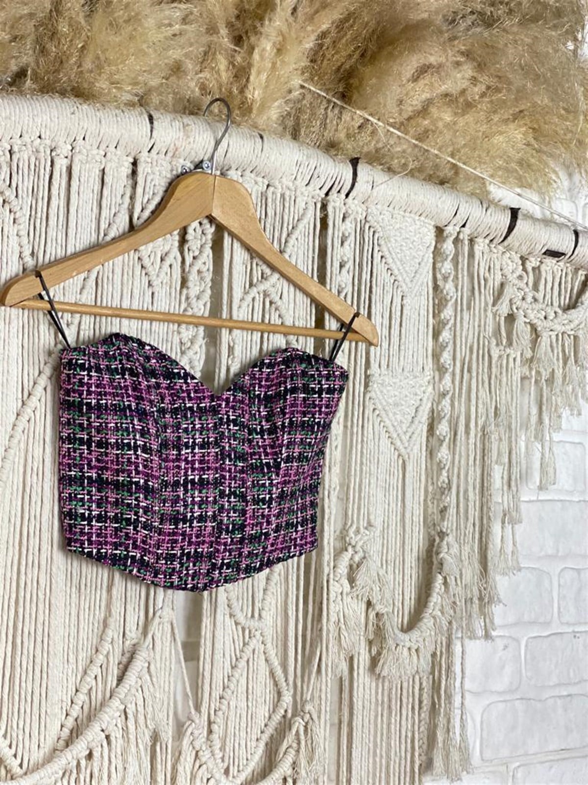 Korseden İlham Alan Dokulu Crop Top