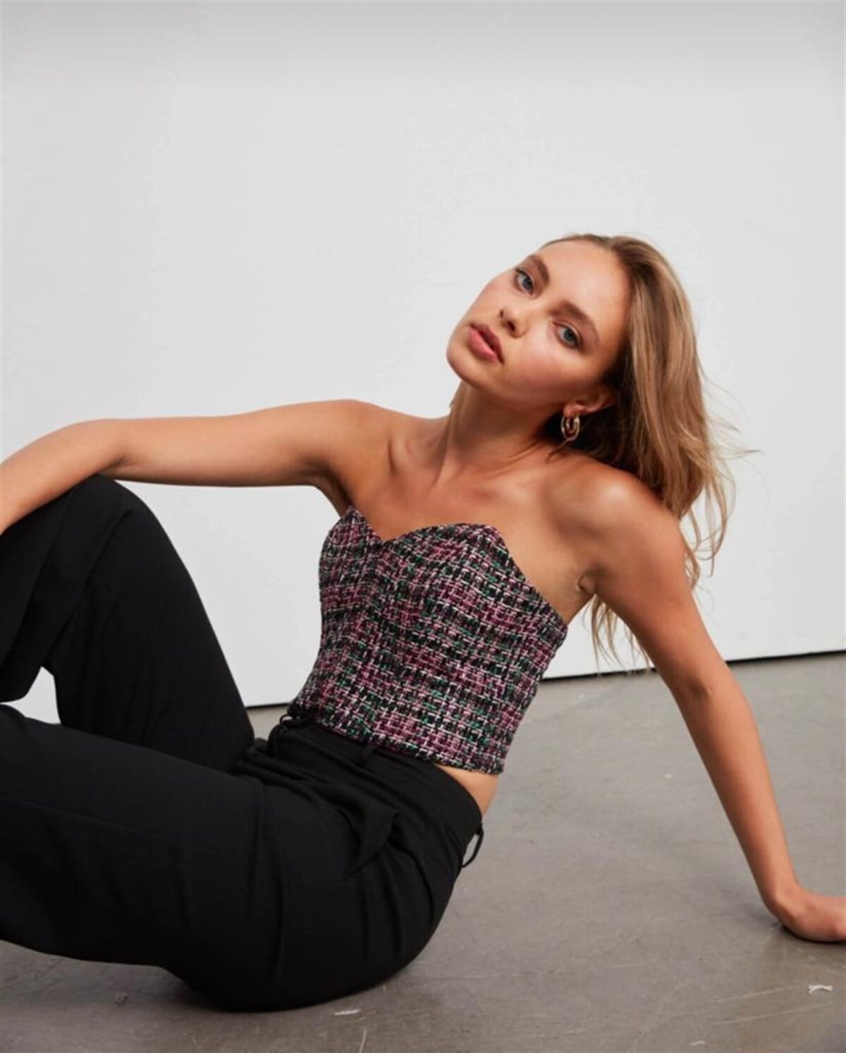 Korseden İlham Alan Dokulu Crop Top