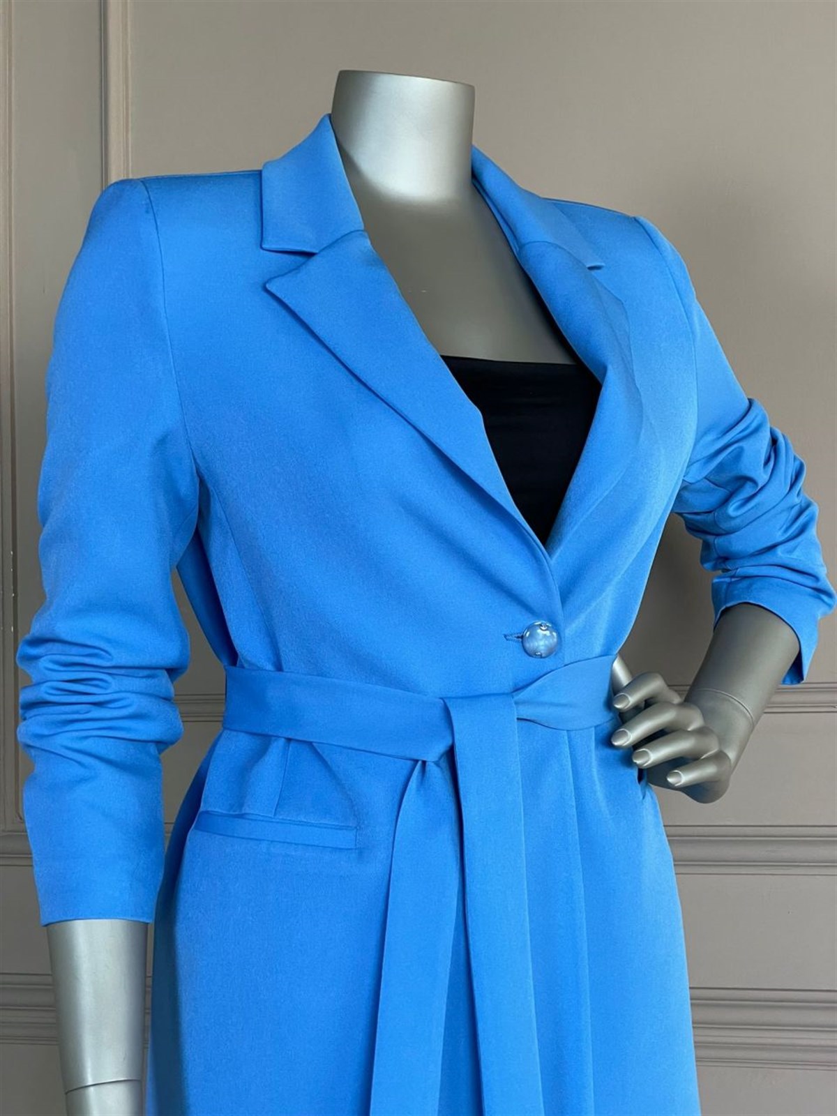 Kuşaklı Blazer Ceket (Mavi)