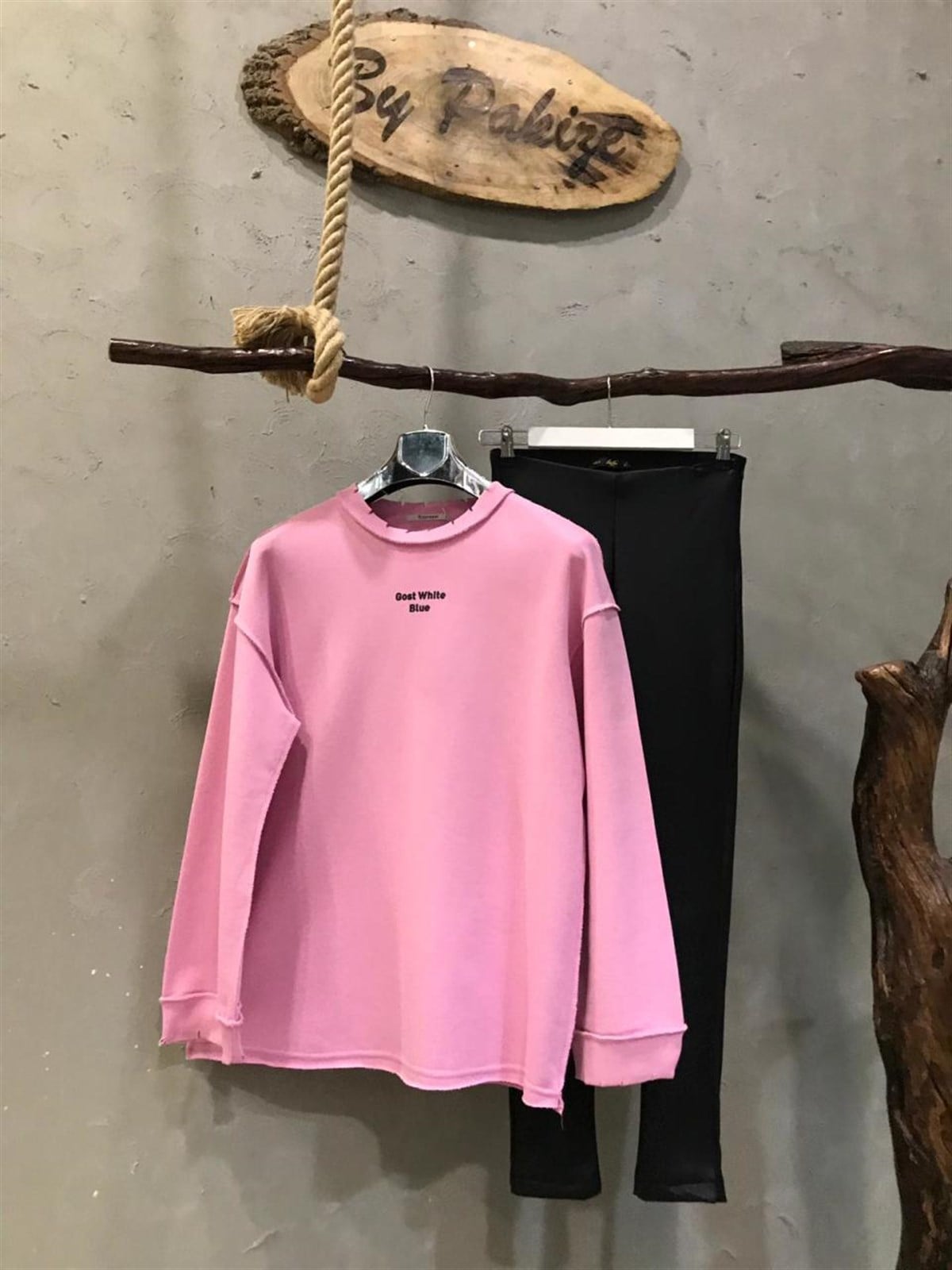 Lazer Kesikli Sweatshirt (PEMBE)