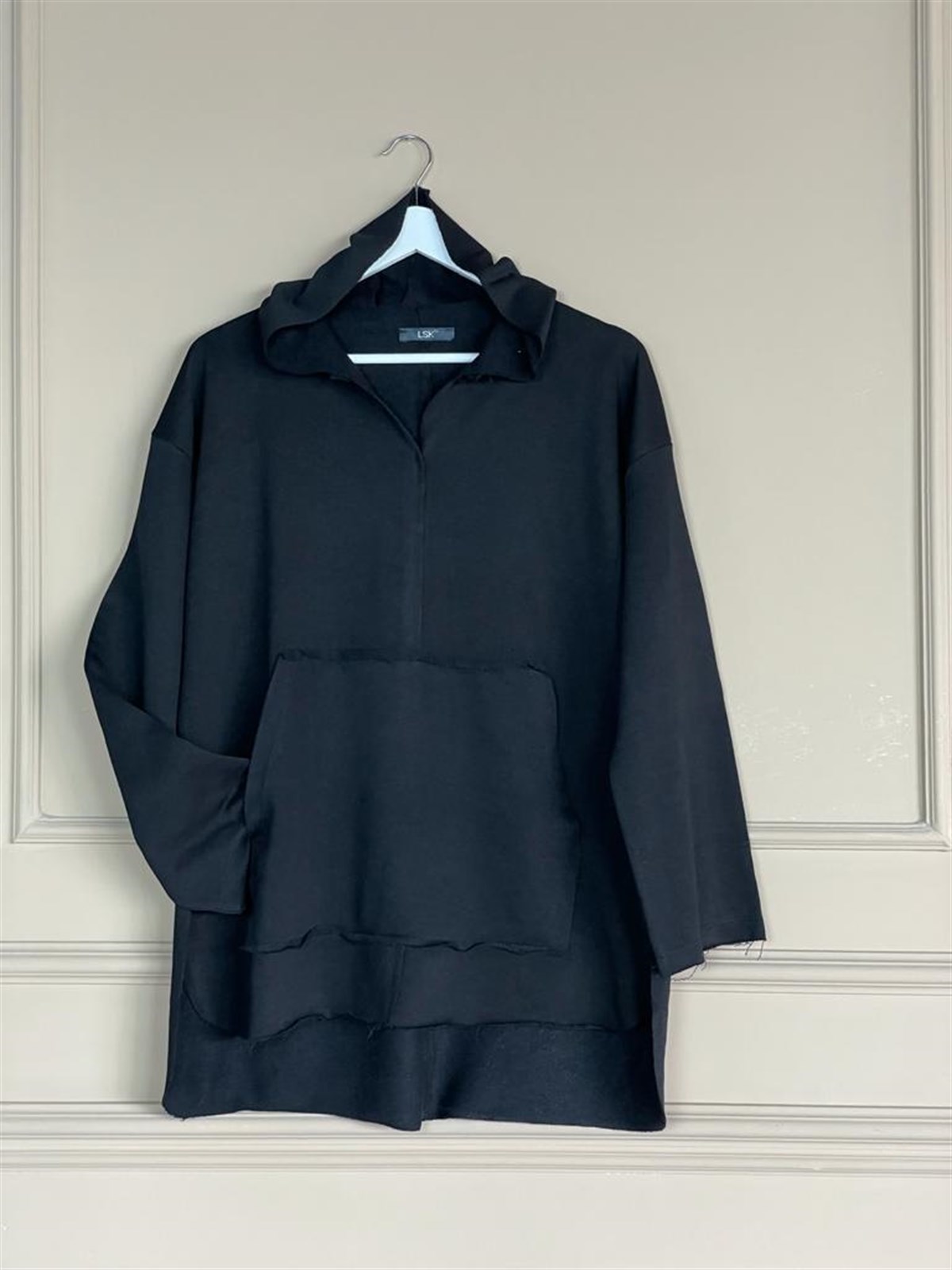 Lazer Kesim Cep Detaylı Sweat (Siyah)