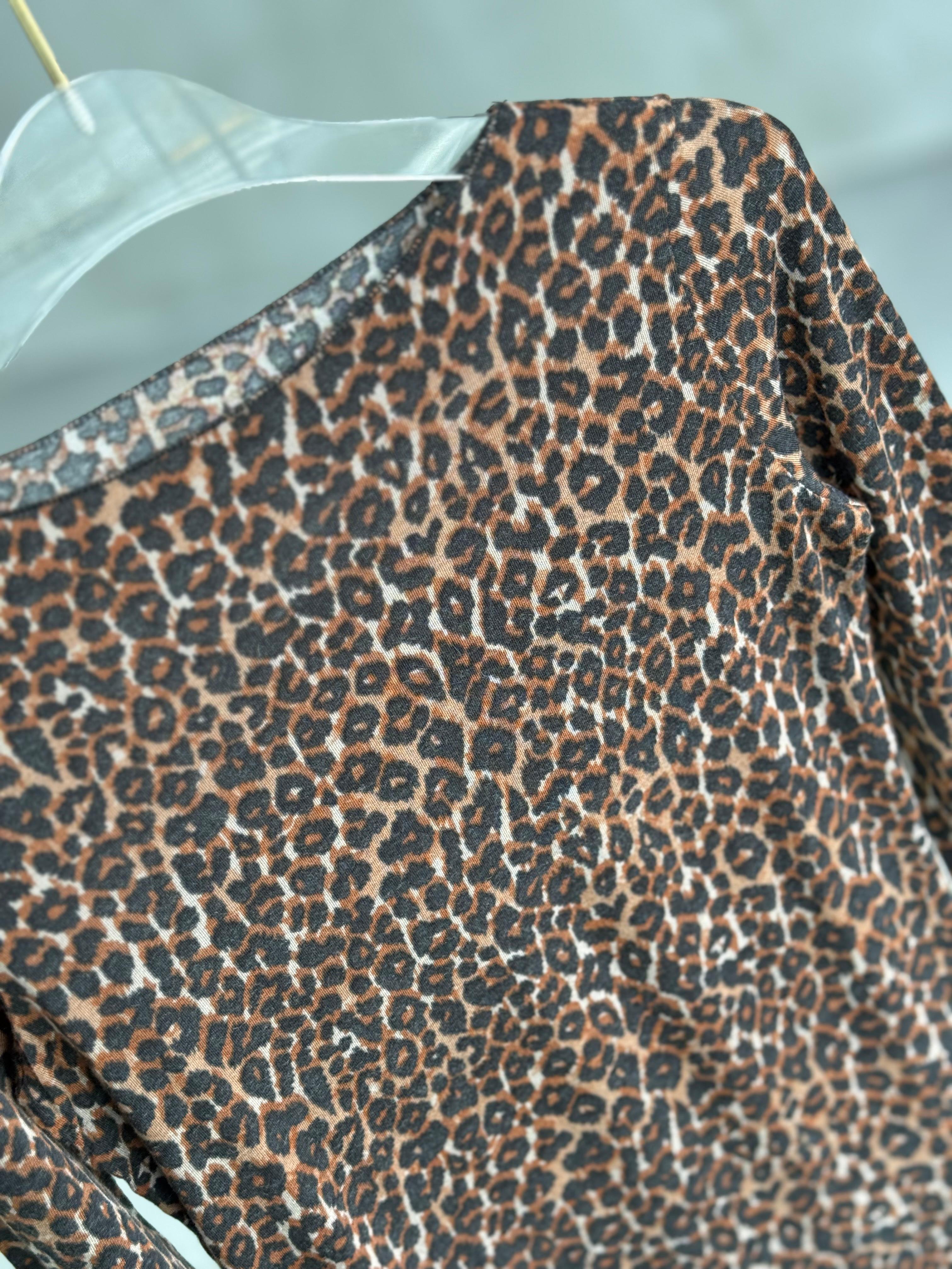 Leopar Desenli Kaşmir Bluz (Kahve)