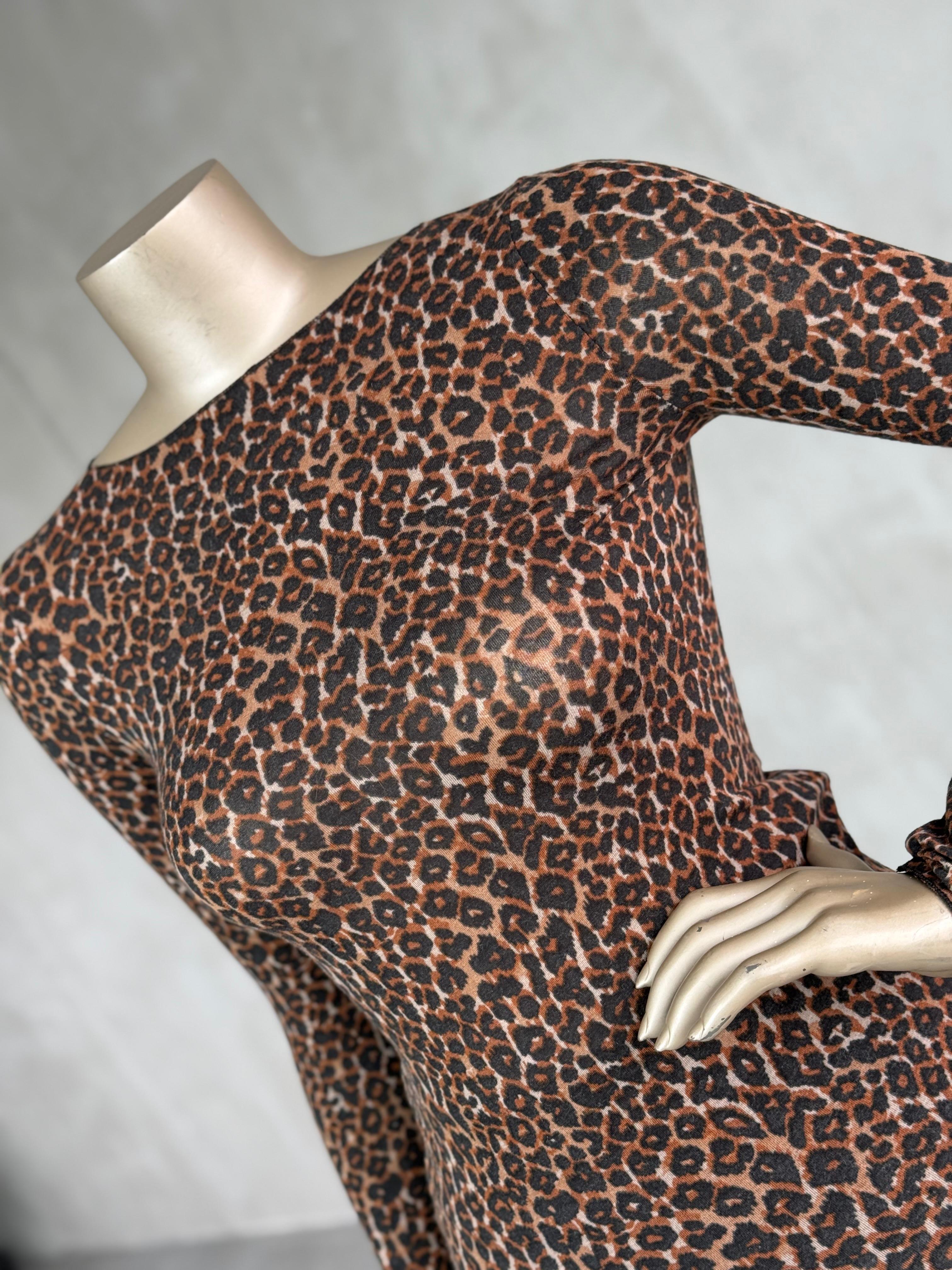 Leopar Desenli Kaşmir Bluz (Kahve)