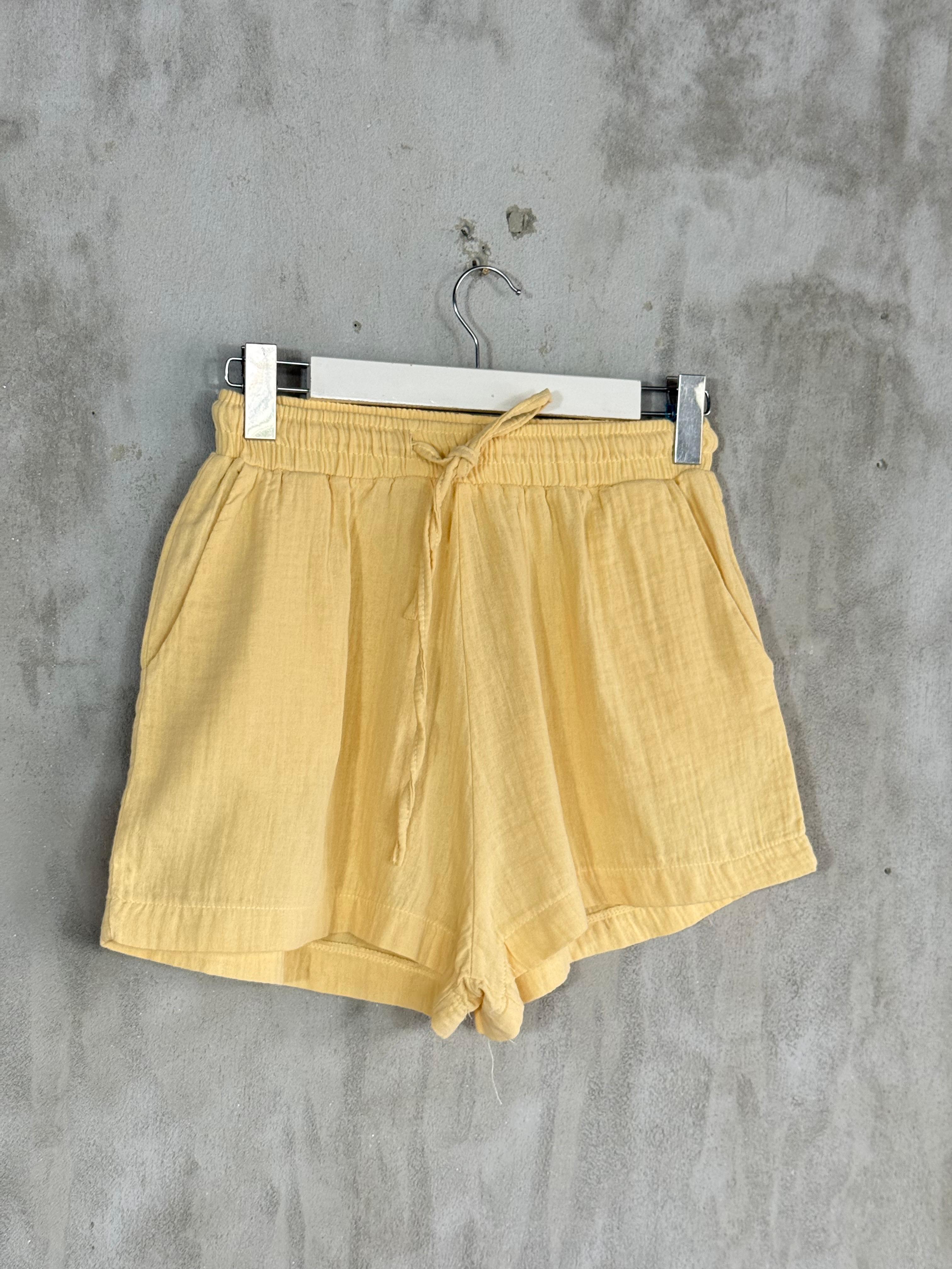 Lüks Kaliteli Müslin Kumaş Oversize Gömlekli Takım (Sarı)