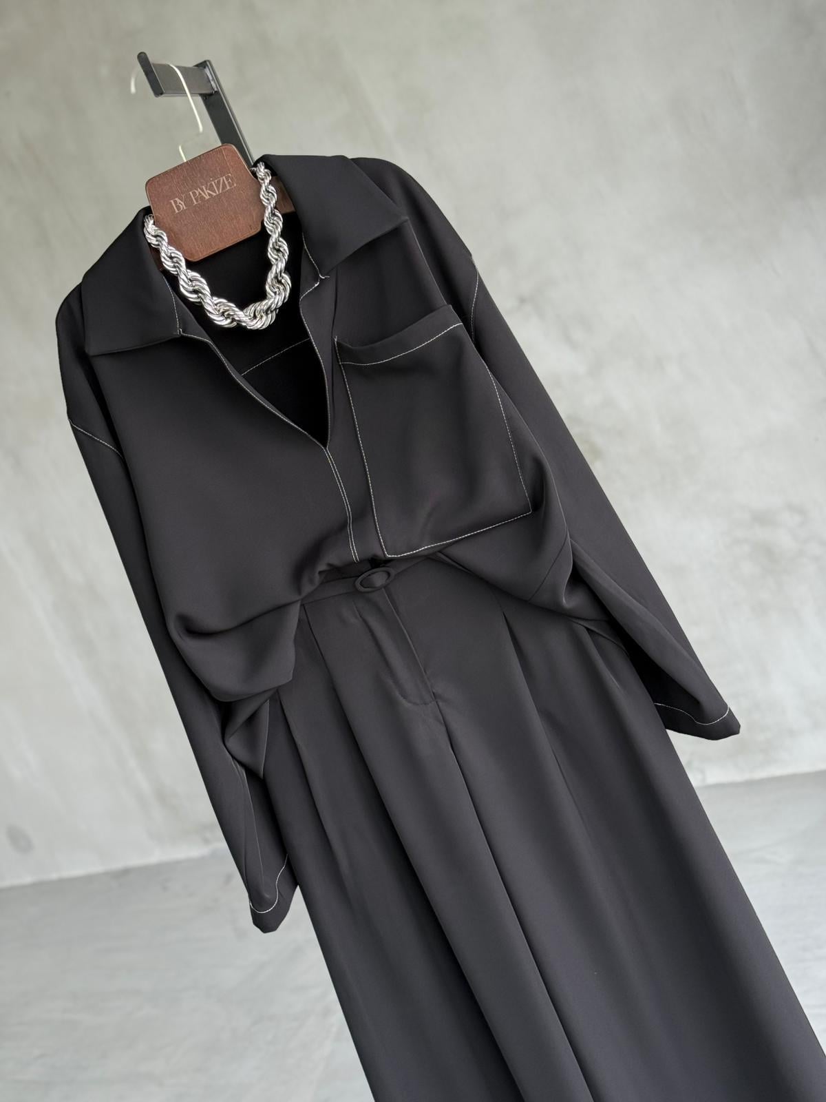 Massimo Model Prada Kumaş Premium Takım (Siyah)