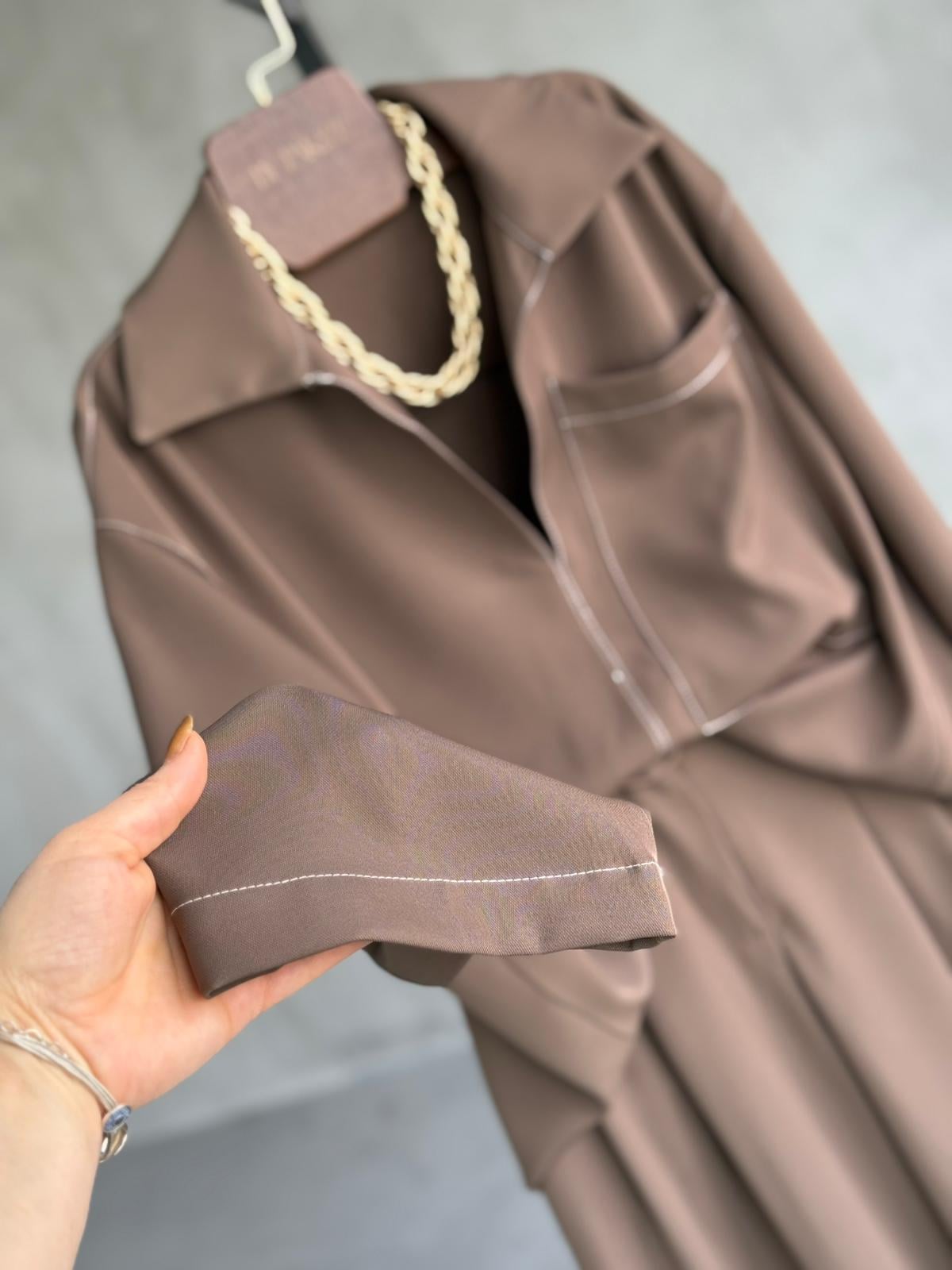 Massimo Model Prada Kumaş Premium Takım (Sütlü Kahve)