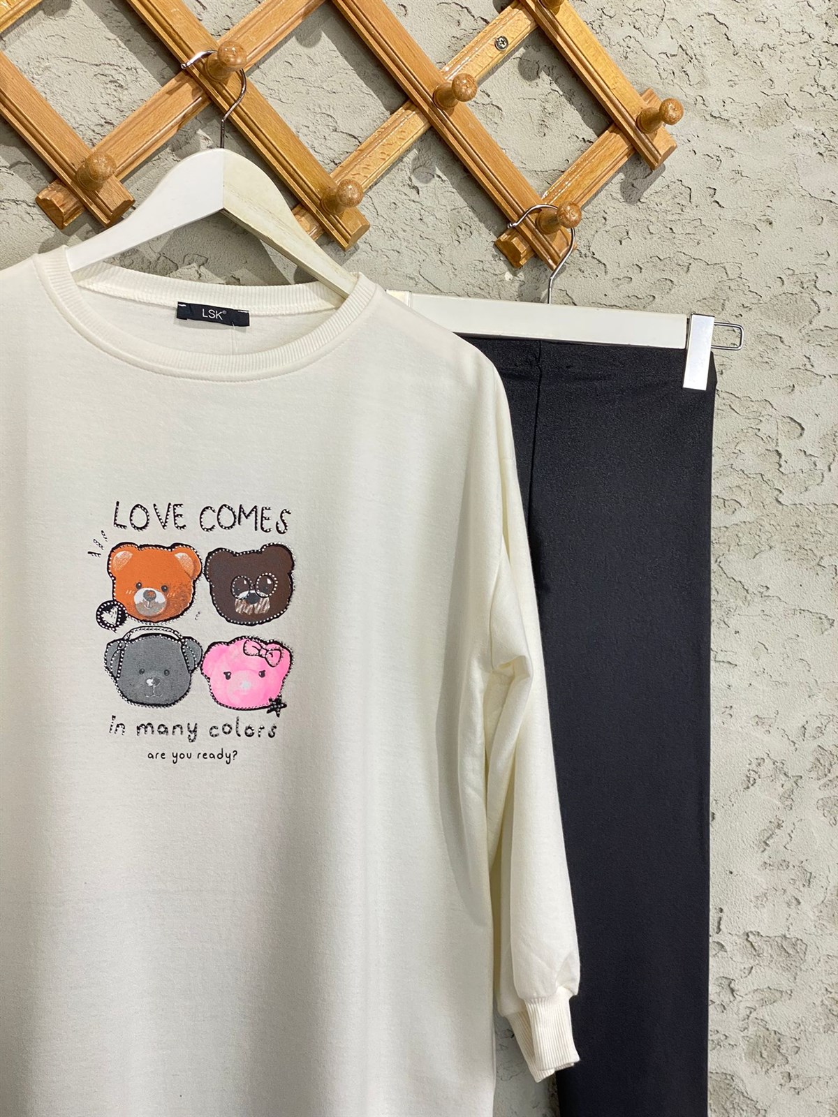 Mini Tedy Baskılı Tunik Sweat (Ekru)